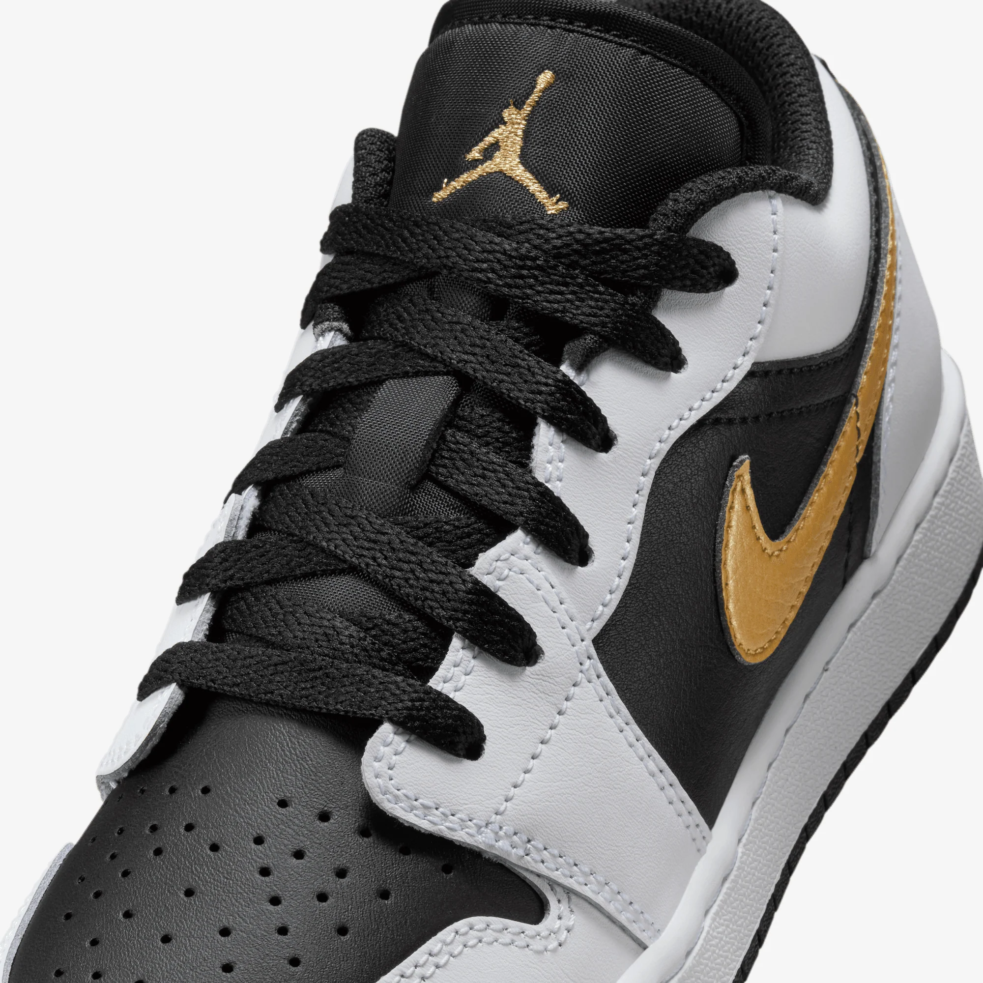 JORDAN | AIR JORDAN LOW 1 (GS) { WHITE/METALLIC GOLD-BLACK - Image 5