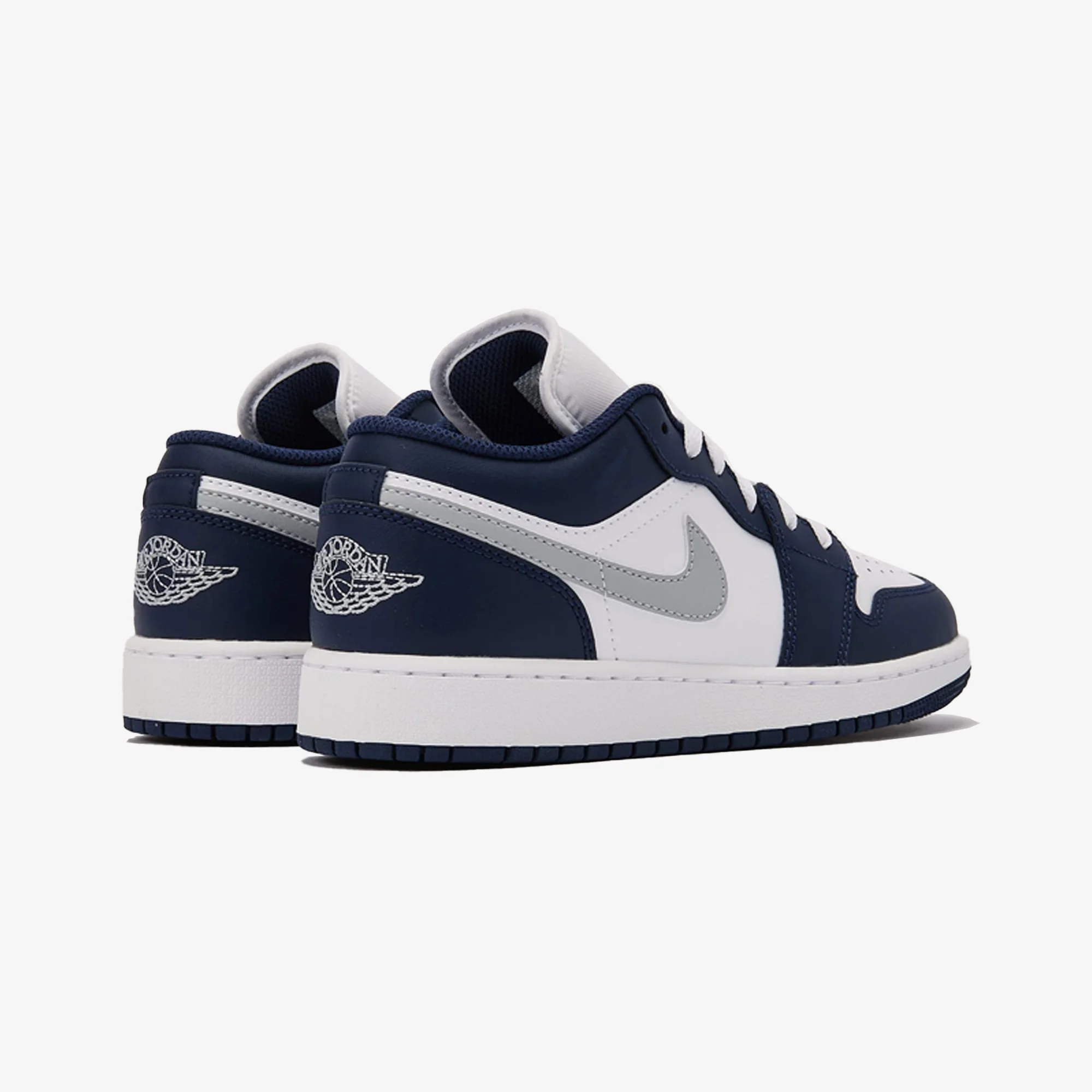 JORDAN | AIR JORDAN LOW 1 LOW (GS) { WHITE/WOLF GREY-MIDNIGHT NAVY - Image 3