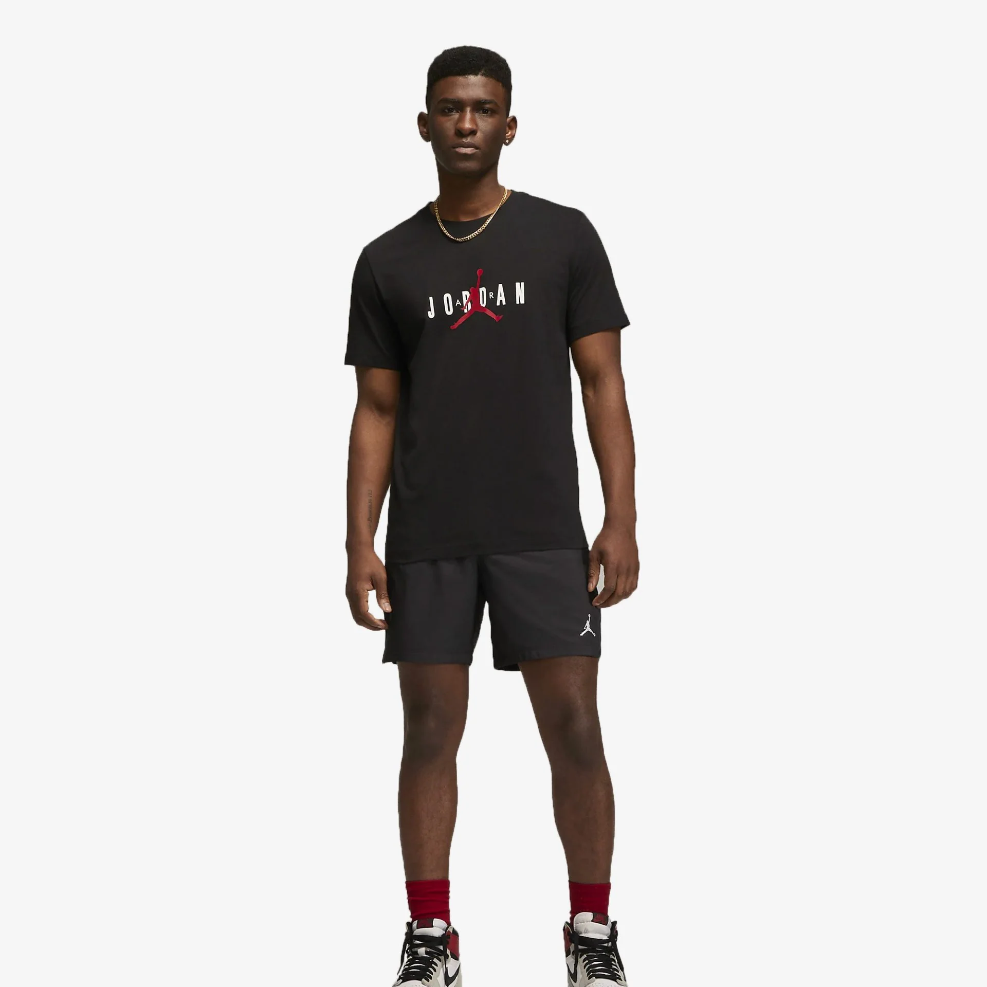 Jordan | JORDAN AIR T-SHIRT { BLACK / GYM RED - Image 4