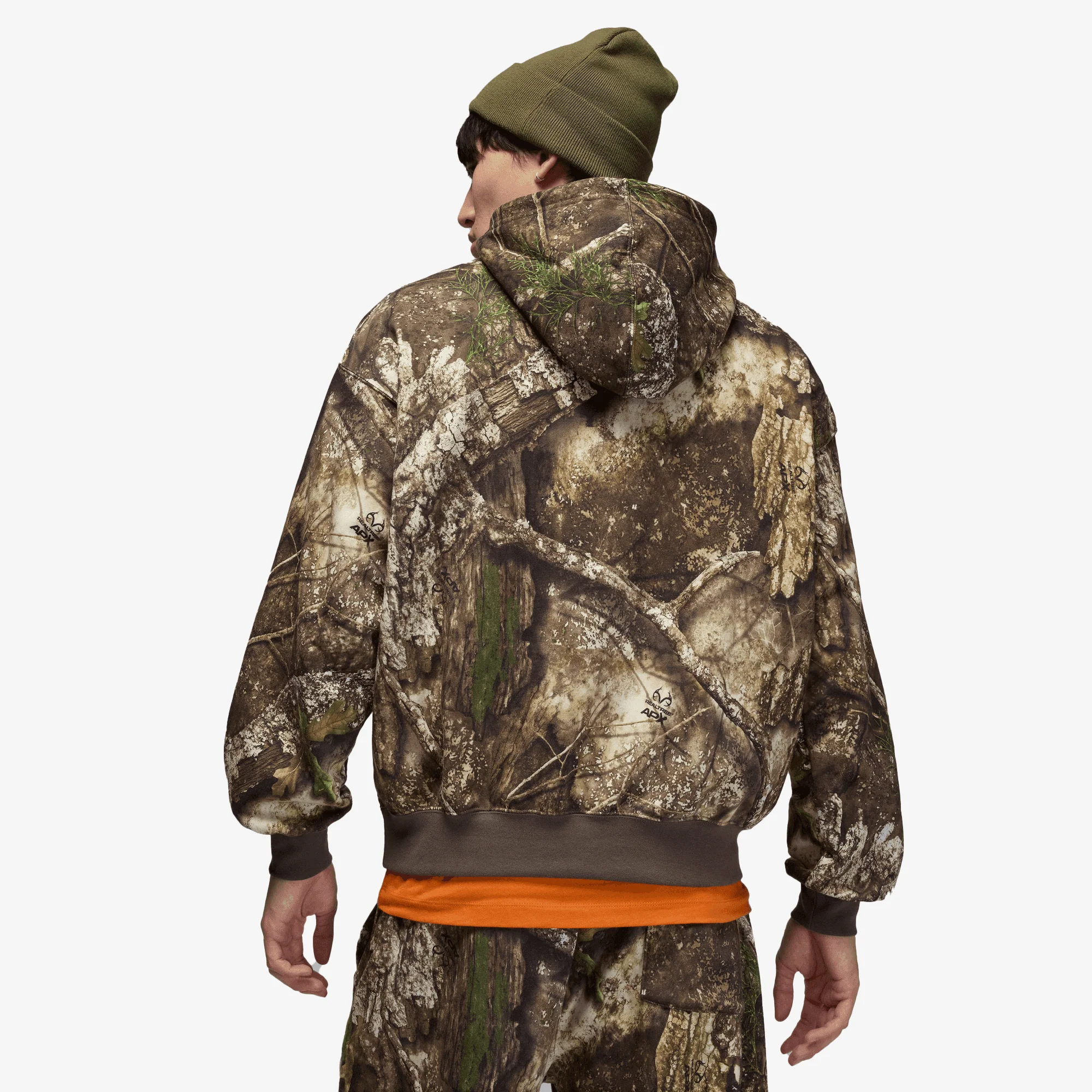 JORDAN | BROOKLYN FLEECE REALTREE PULLOVER HOODIE { MEDIUM OLIVE/SAIL - Image 2