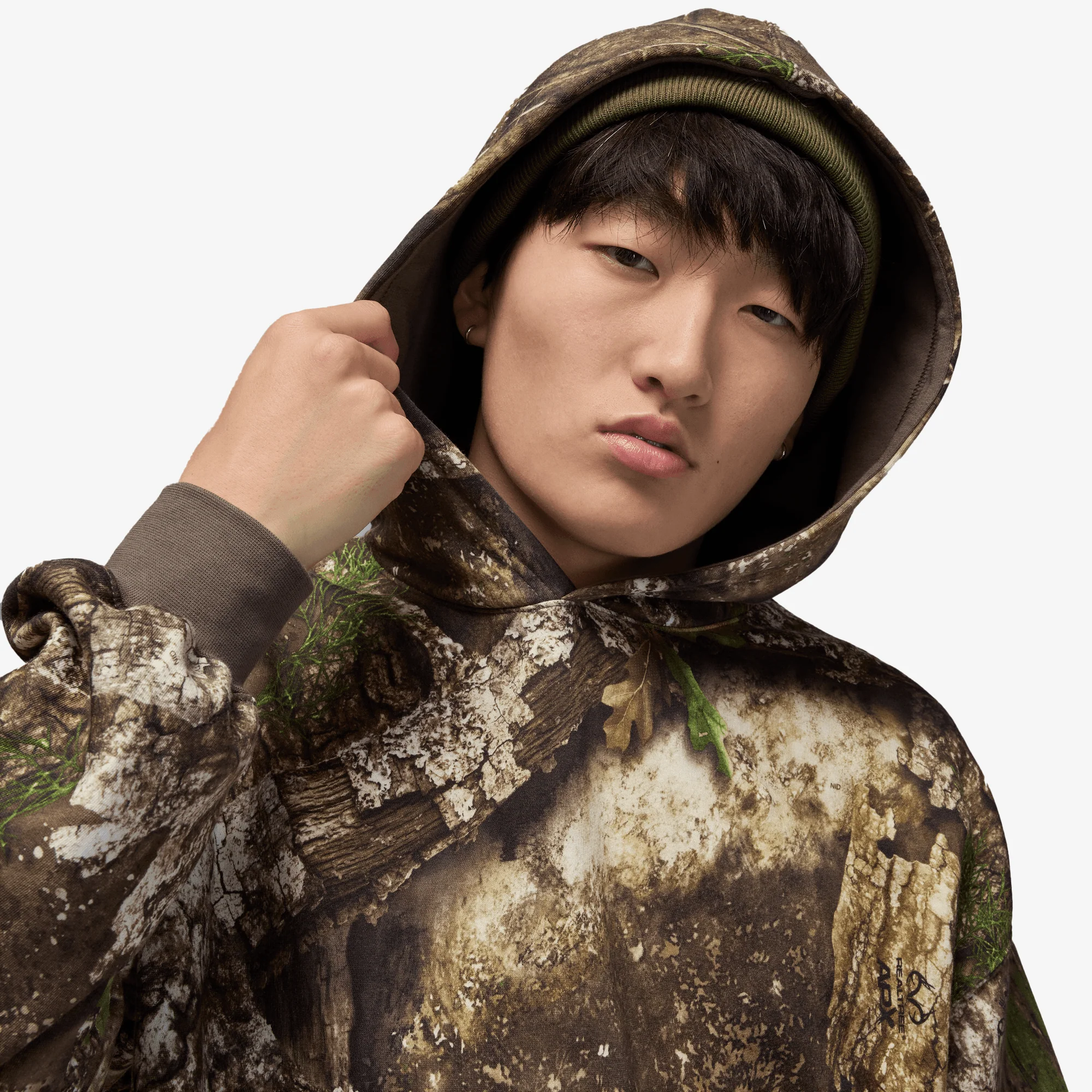 JORDAN | BROOKLYN FLEECE REALTREE PULLOVER HOODIE { MEDIUM OLIVE/SAIL - Image 3