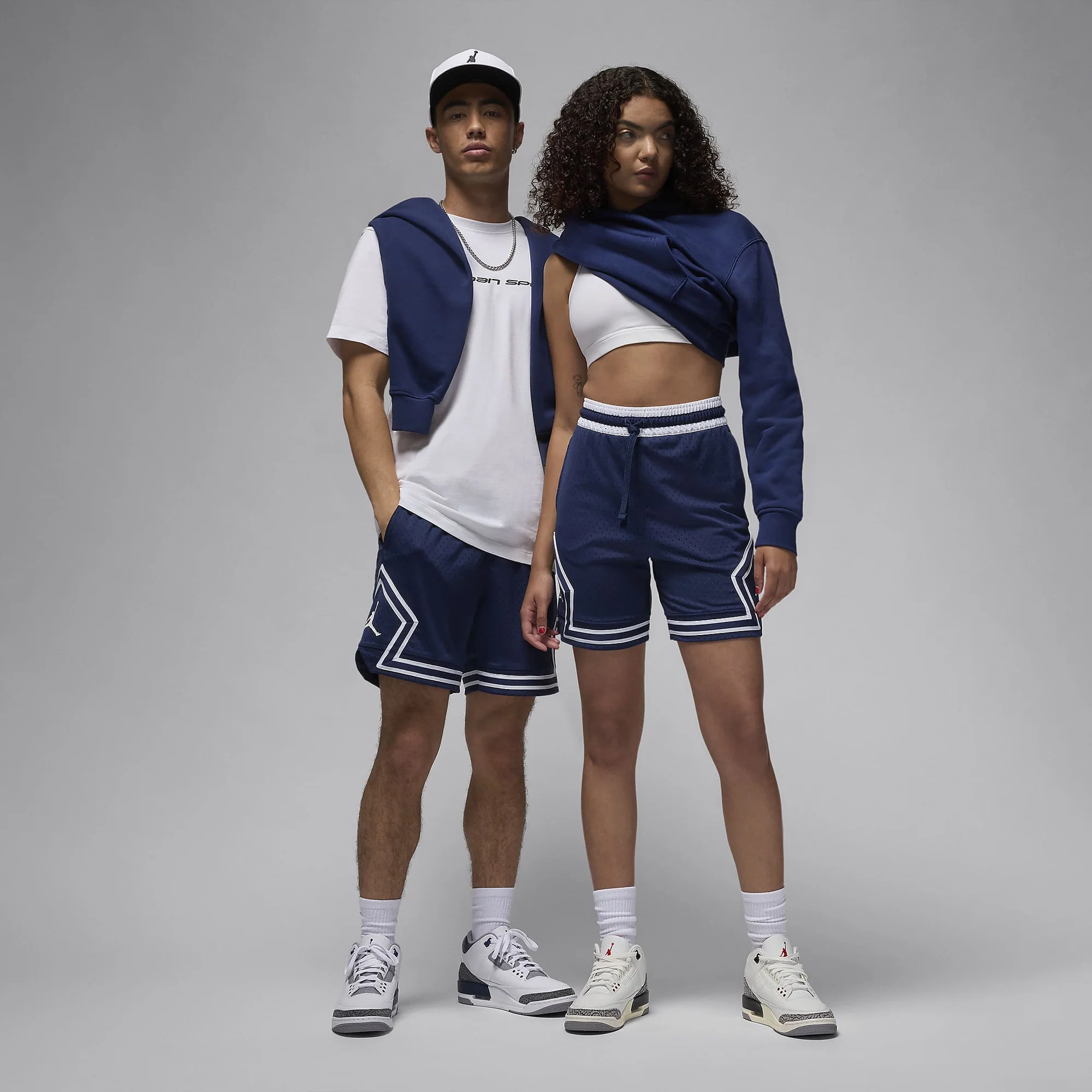 JORDAN | DRI-FIT SPORT DIAMOND SHORTS { MIDNIGHT NAVY/WHITE/WHITE - Image 5