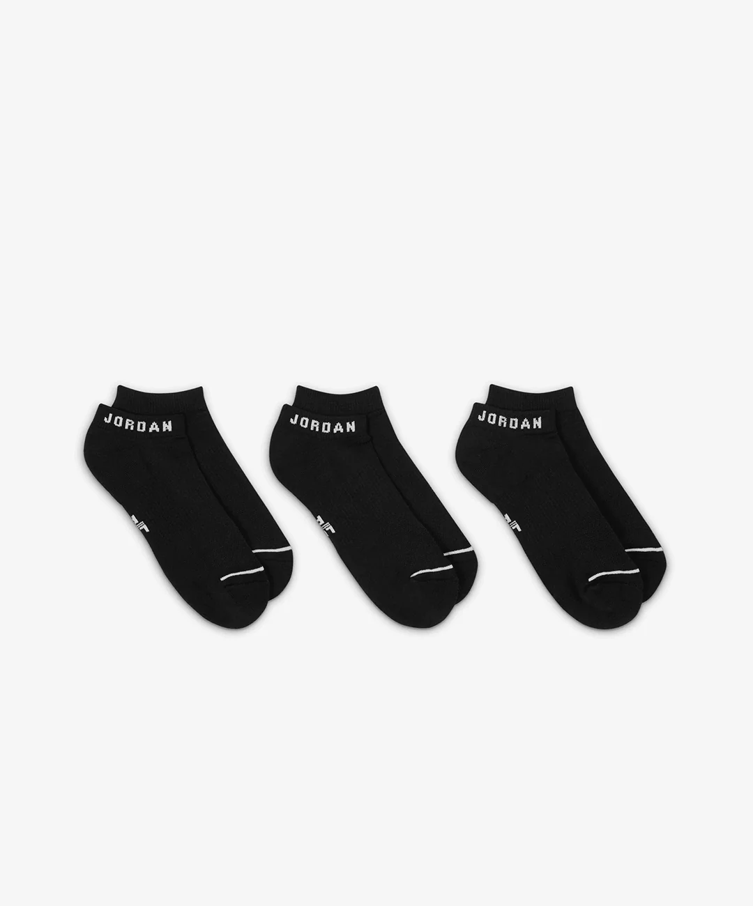 Jordan | EVERYDAY NO-SHOW SOCKS (3 PAIRS) { BLACK/WHITE - Image 2