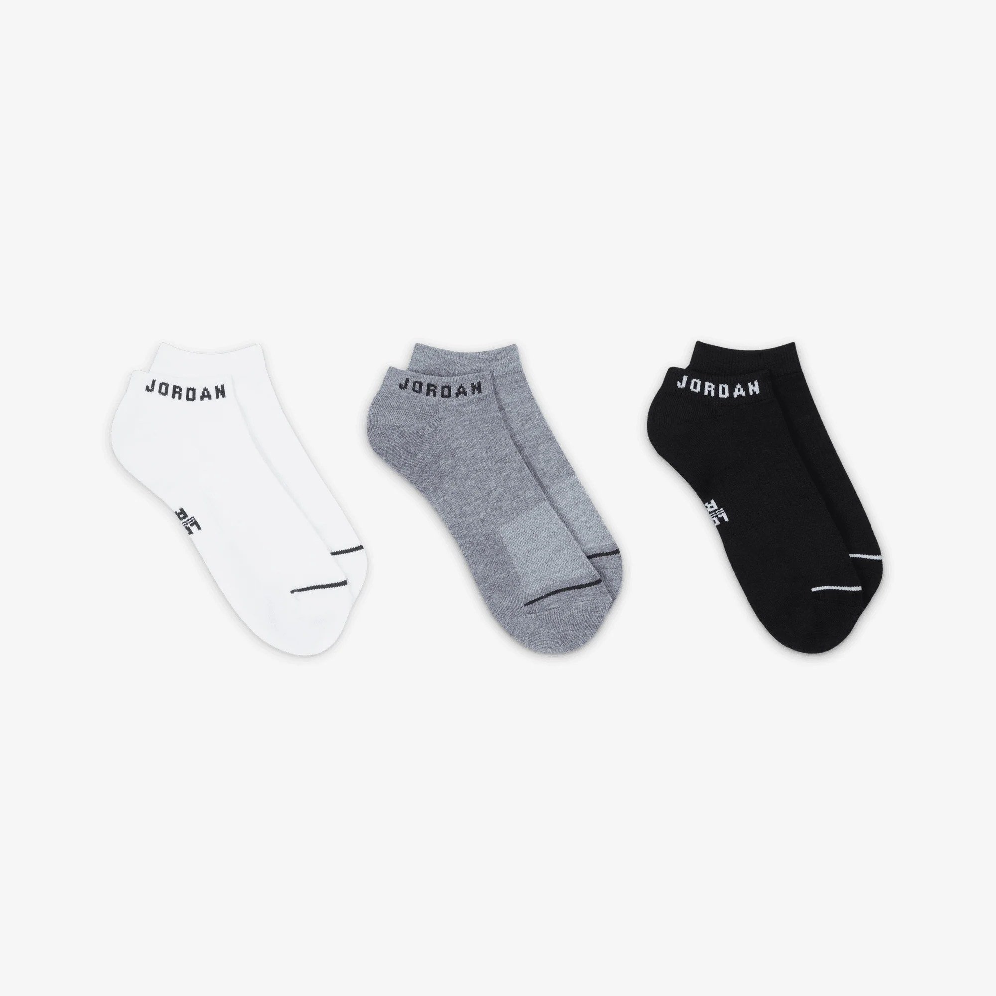 Jordan | EVERYDAY NO-SHOW SOCKS (3 PAIRS) { WHITE/GREY/BLACK - Image 4
