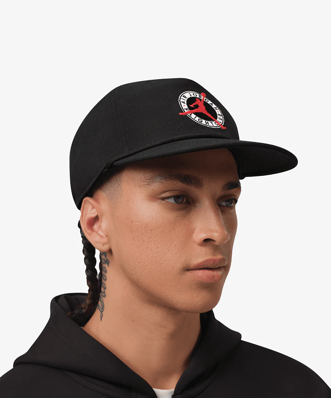 Jordan | FIGHT CLUB PRO UNSTRUCTURED FLAT BILL HAT { BLACK/BLACK - Image 3
