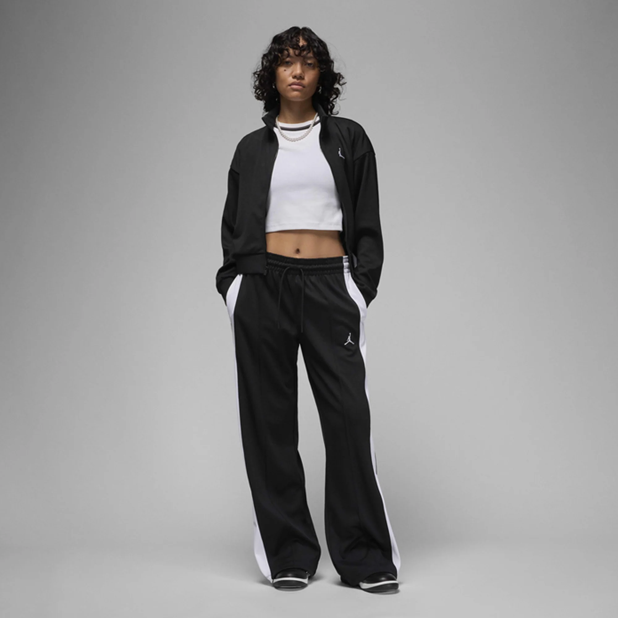 JORDAN | KNIT TRACK PANTS { BLACK/WHITE/WHITE - Image 6