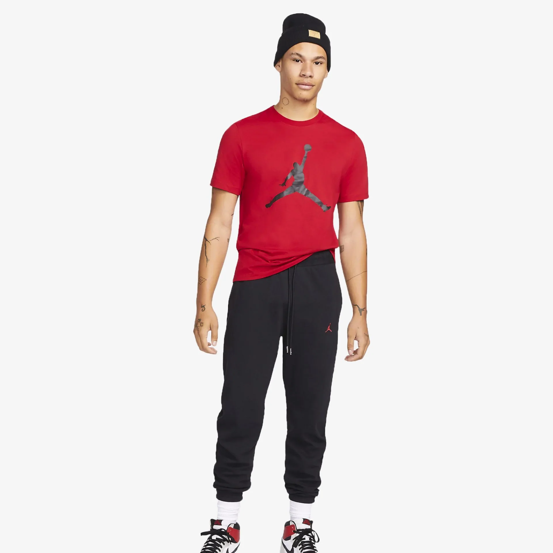 Nike | JORDANJ JUMPMAN T-SHIRT { BLACK / GYM RED - Image 4