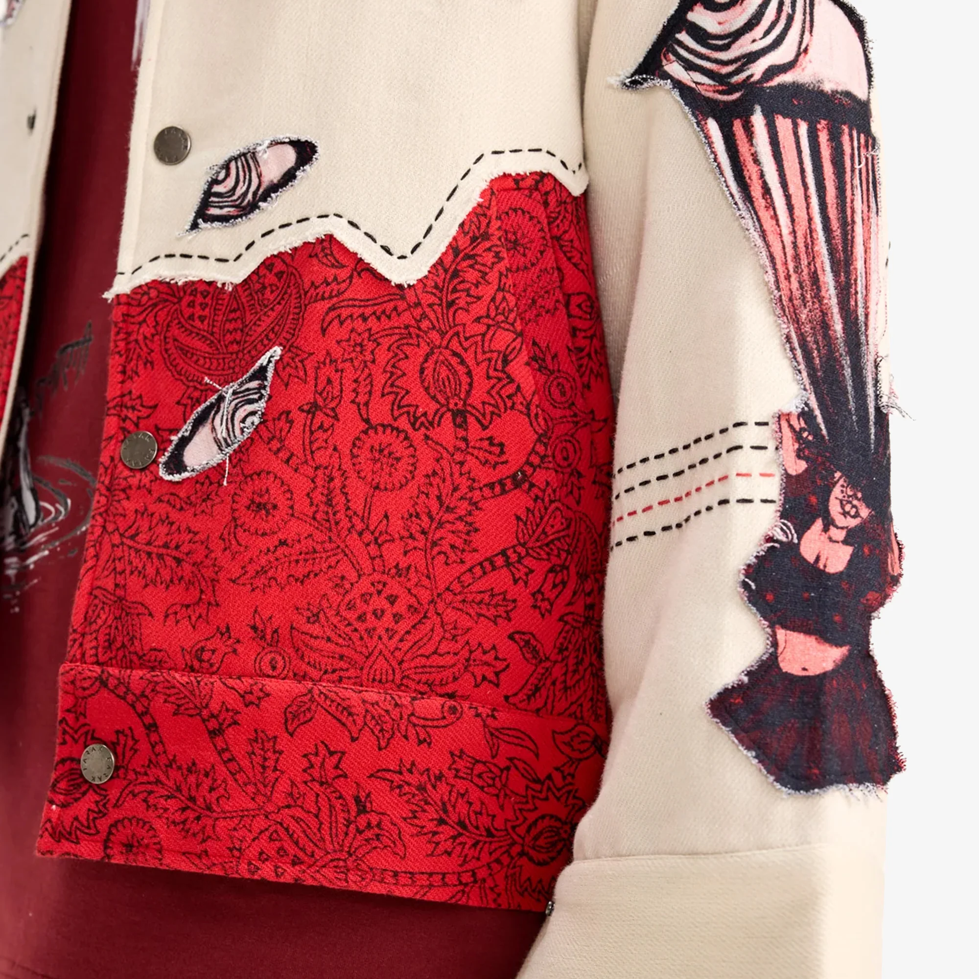 F A R A K | KHAYALI PULAO HANDMADE JACKET { RED/BEIGE - Image 6