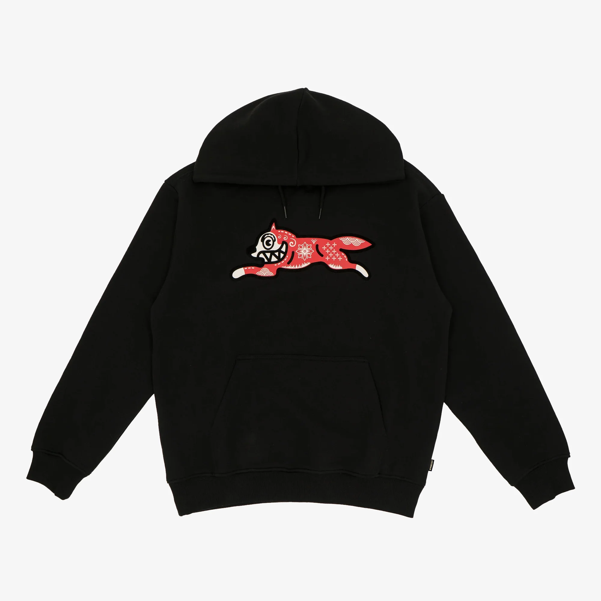 Icecream | KIRIGAMI RUNNING DOG FLOCK HOODIE { BLACK