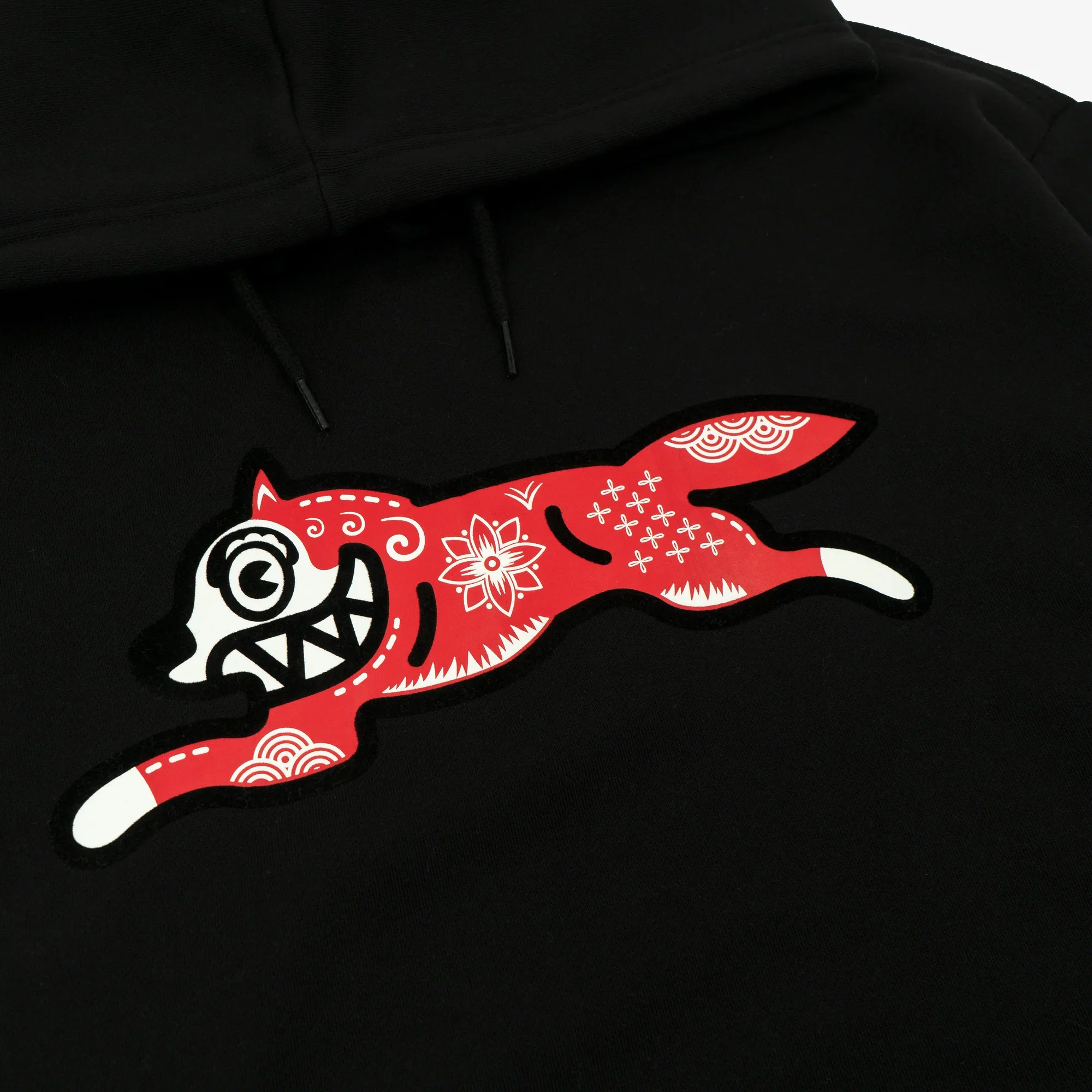 Icecream | KIRIGAMI RUNNING DOG FLOCK HOODIE { BLACK - Image 3