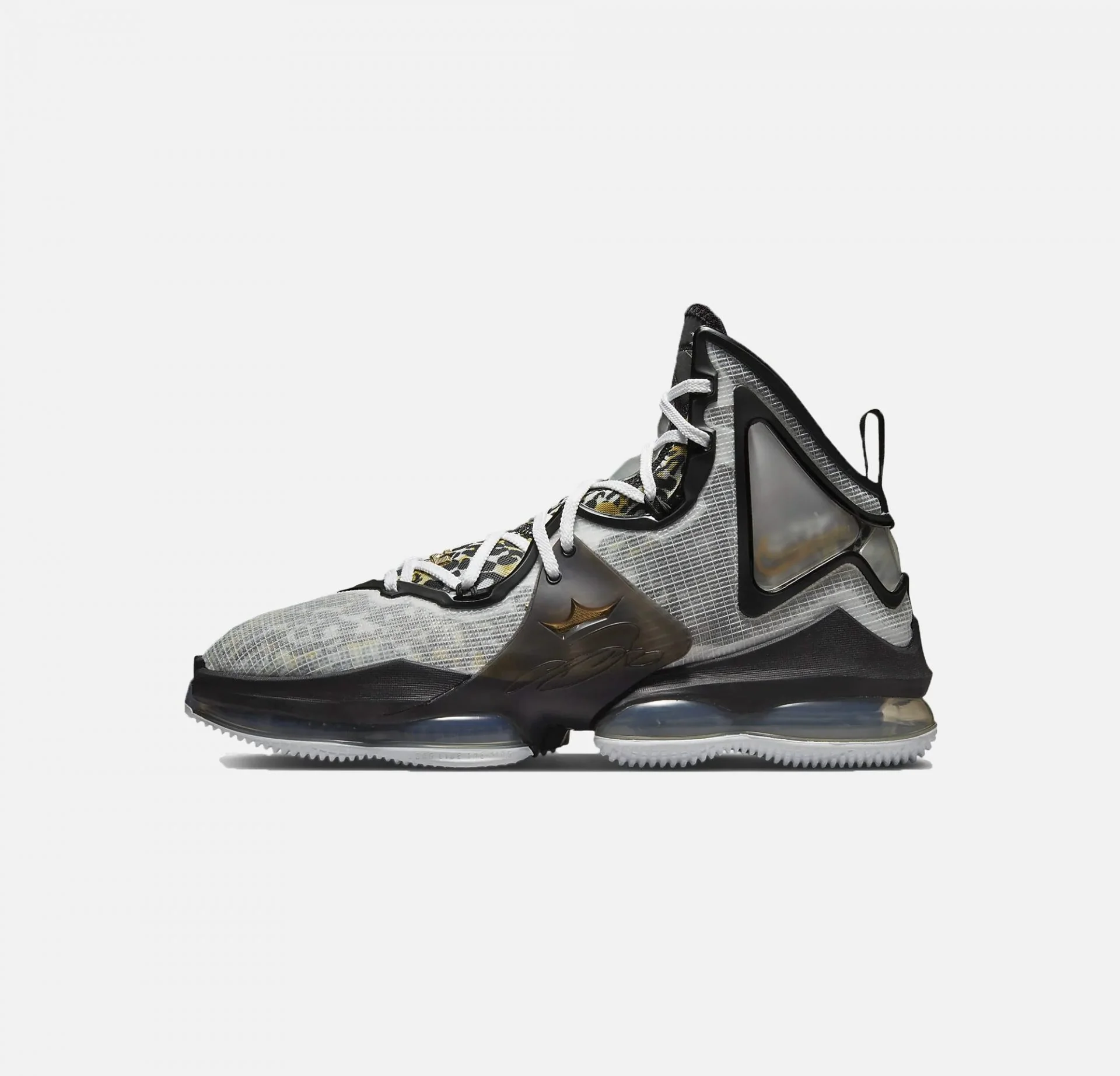 Nike | LEBRON 19 { WHITE / BLACK / METALLIC GOLD