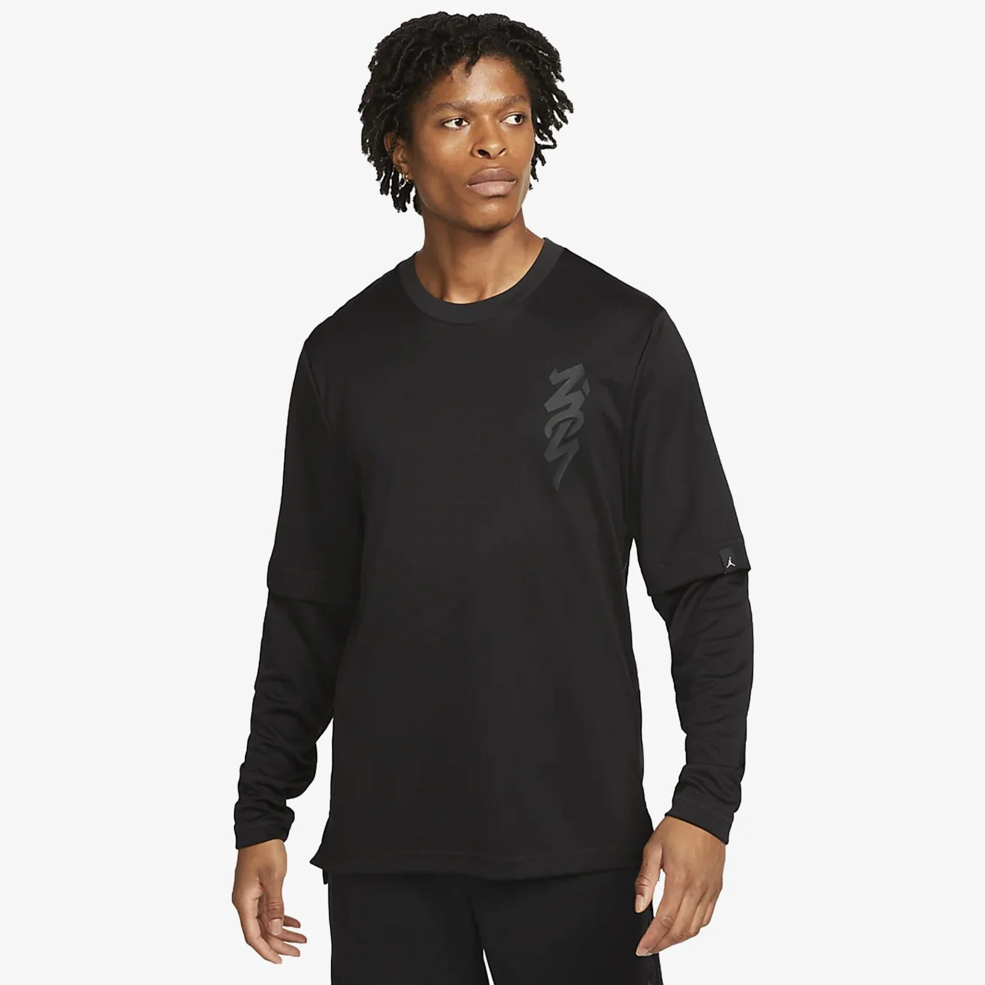 Nike | M J ZION LS SHOOTING SHIRT { BLACK/GREY