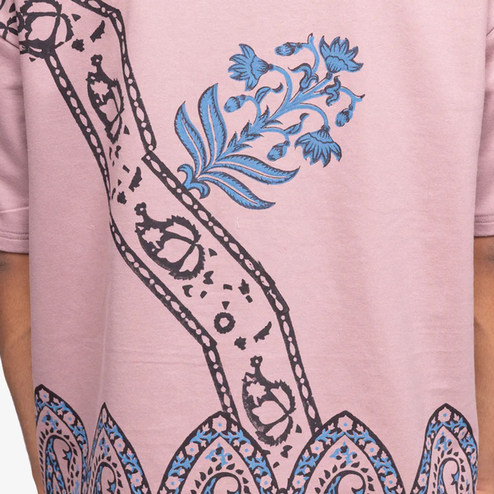 F A R A K | MAUVE BLOCK PRINTED T-SHIRT { PINK/PINK - Image 5