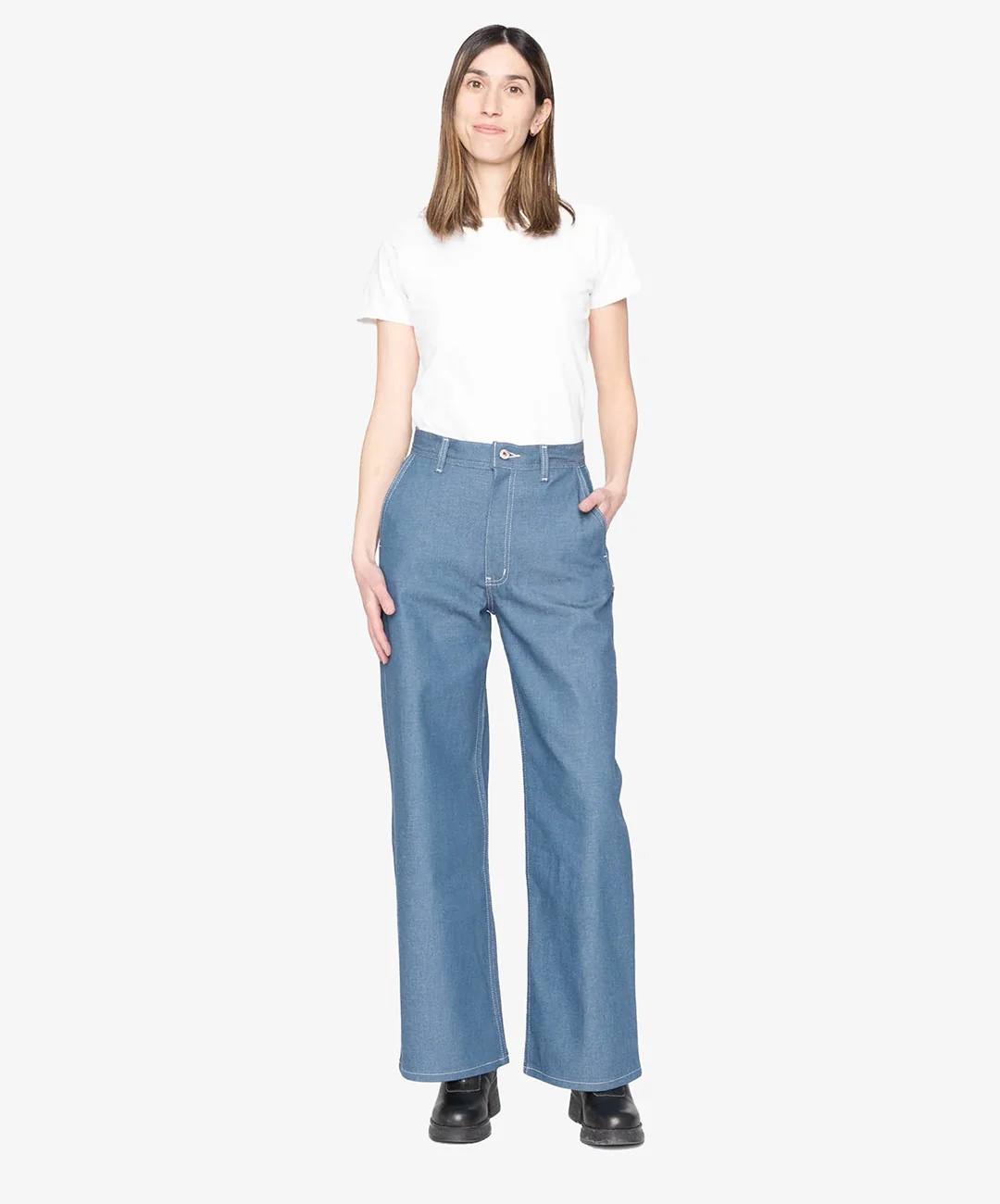 Naked & Famous | MAUDIE - ANTIQUE BLUE DENIM STRETCH { BLUE - Image 6