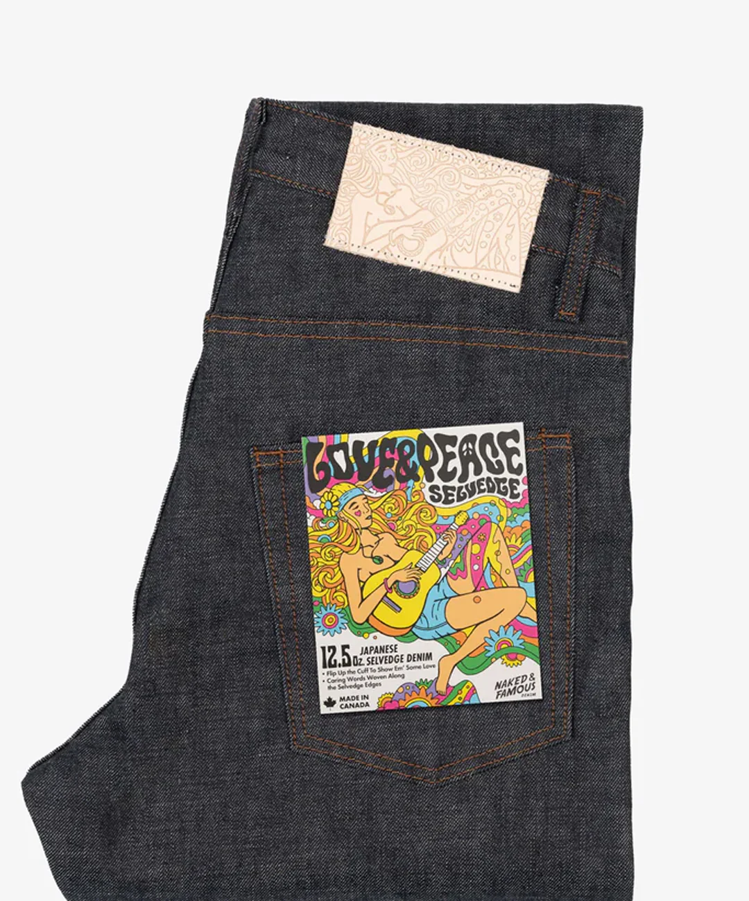 Naked & Famous | WEIRD GUY - LOVE & PEACE SELVEDGE { BLUE - Image 4