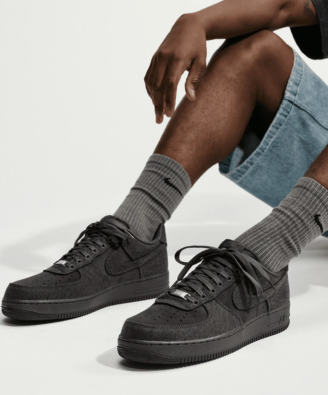 Nike | AIR FORCE 1 '07 LV8 "DENIM" { ANTHRACITE/ANTHRACITE-MEDIUM ASH - Image 8
