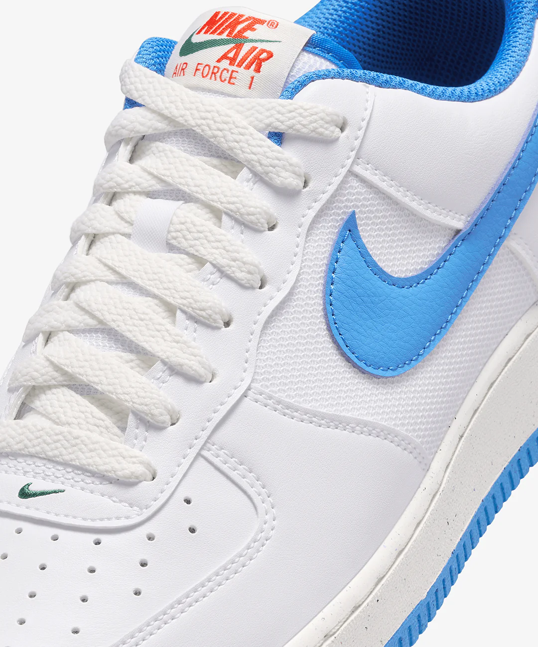 Nike | AIR FORCE 1 '07 NN { WHITE/ITALY BLUE-SAIL-TEAM ORANGE - Image 5