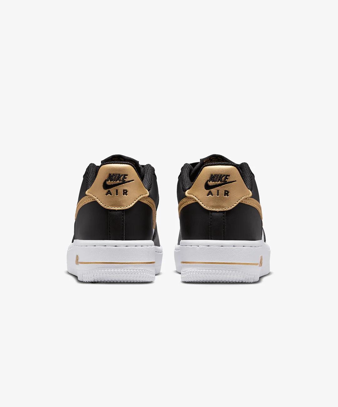 Nike | AIR FORCE 1 (GS) { BLACK/METALLIC GOLD-BLACK-WHITE - Image 4