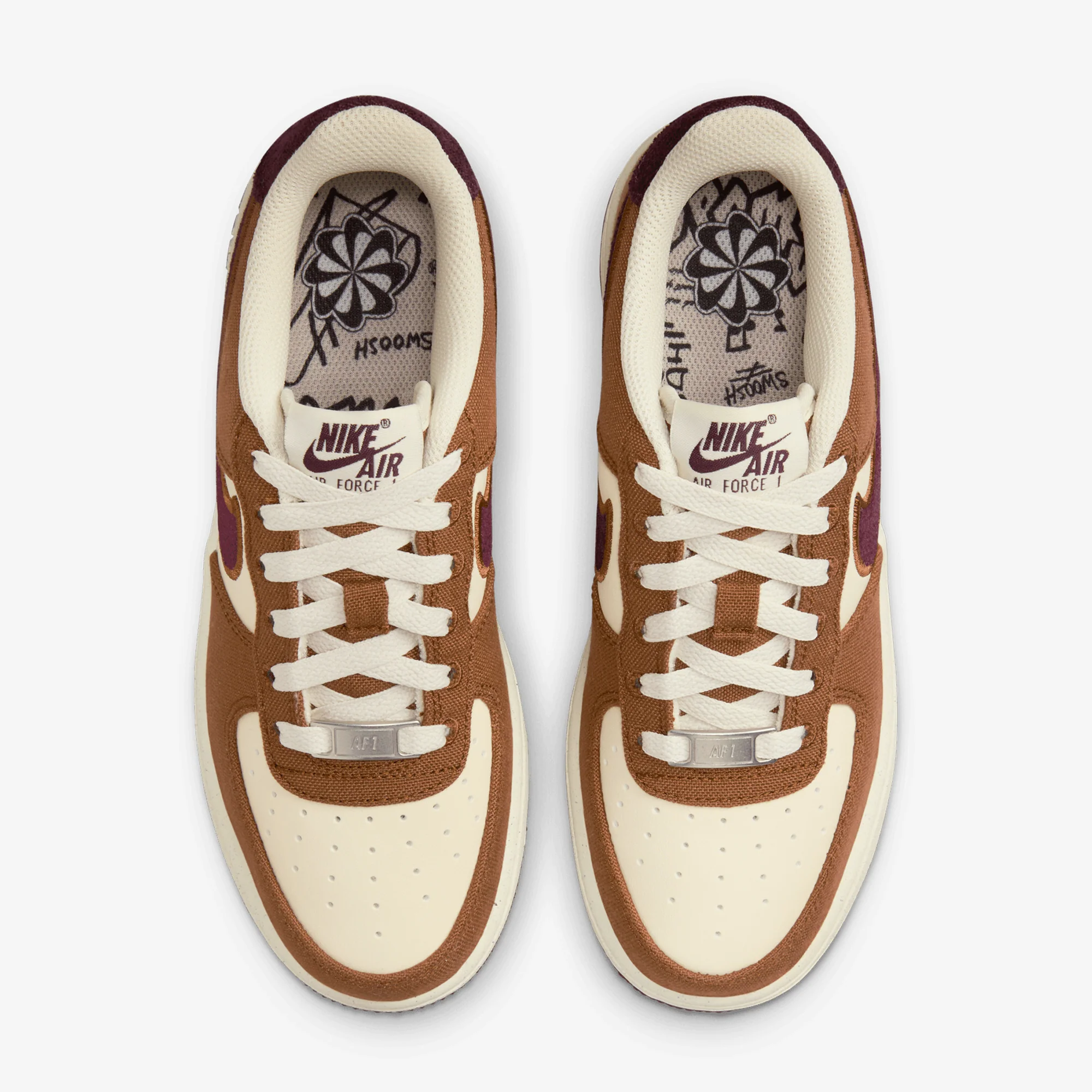 NIKE | AIR FORCE 1 LV8 (GS) { LT BRITISH TAN/BURGUNDY CRUSH - Image 2