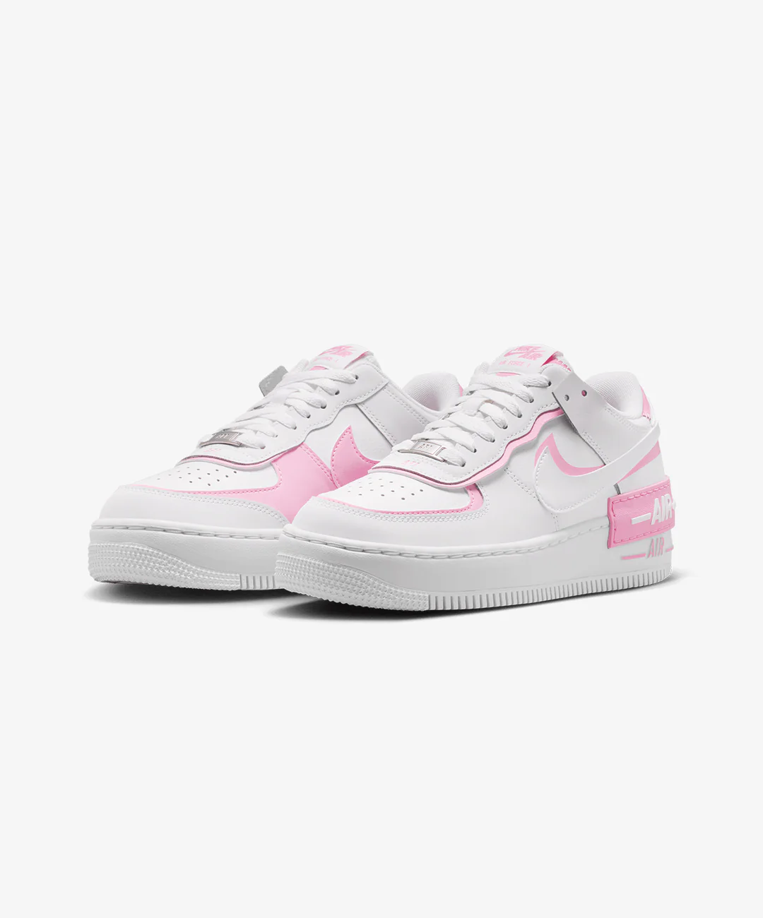NIKE | AIR FORCE 1 SHADOW { WHITE/WHITE-PINK RISE-METALLIC SILVER - Image 3