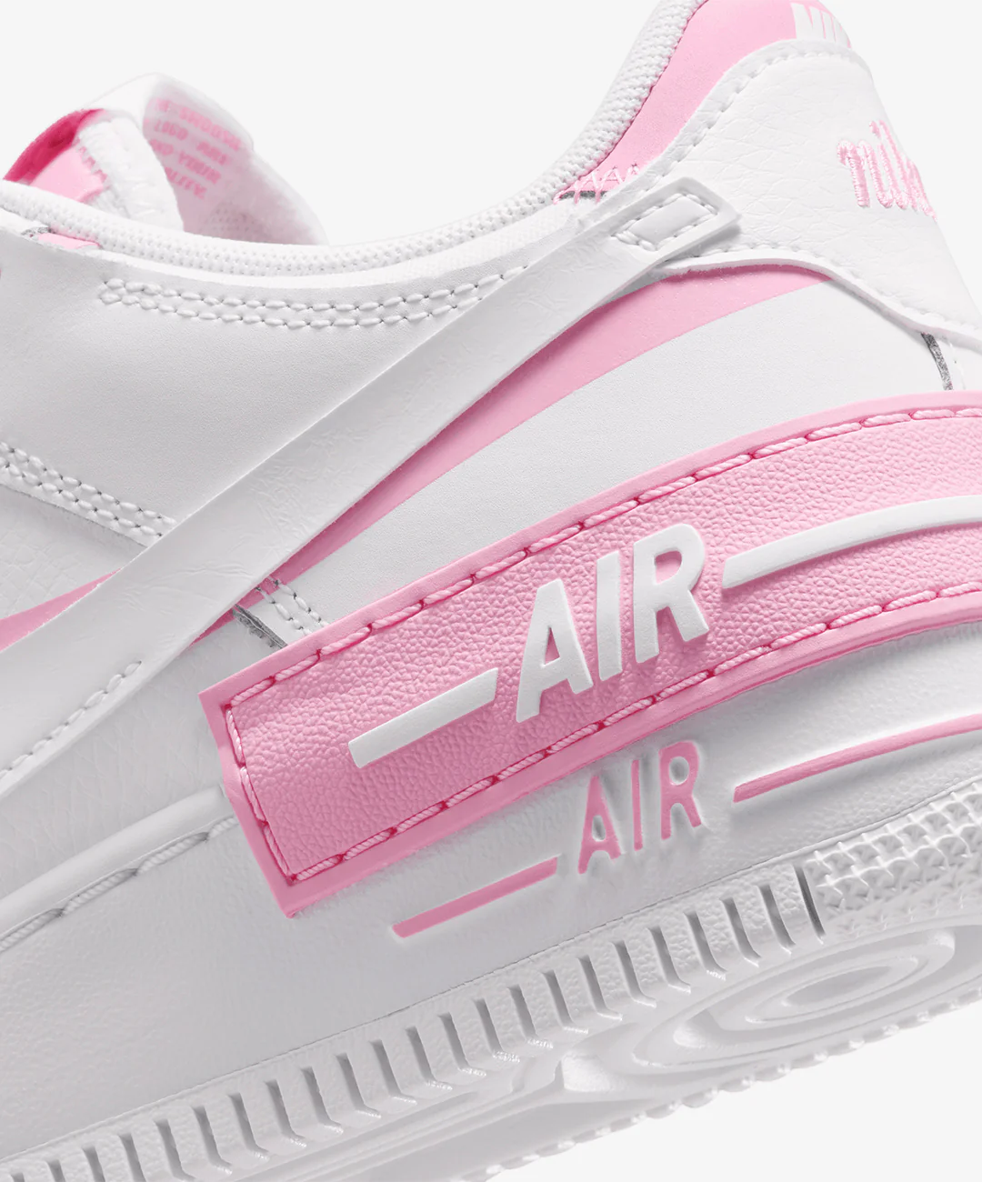 NIKE | AIR FORCE 1 SHADOW { WHITE/WHITE-PINK RISE-METALLIC SILVER - Image 7