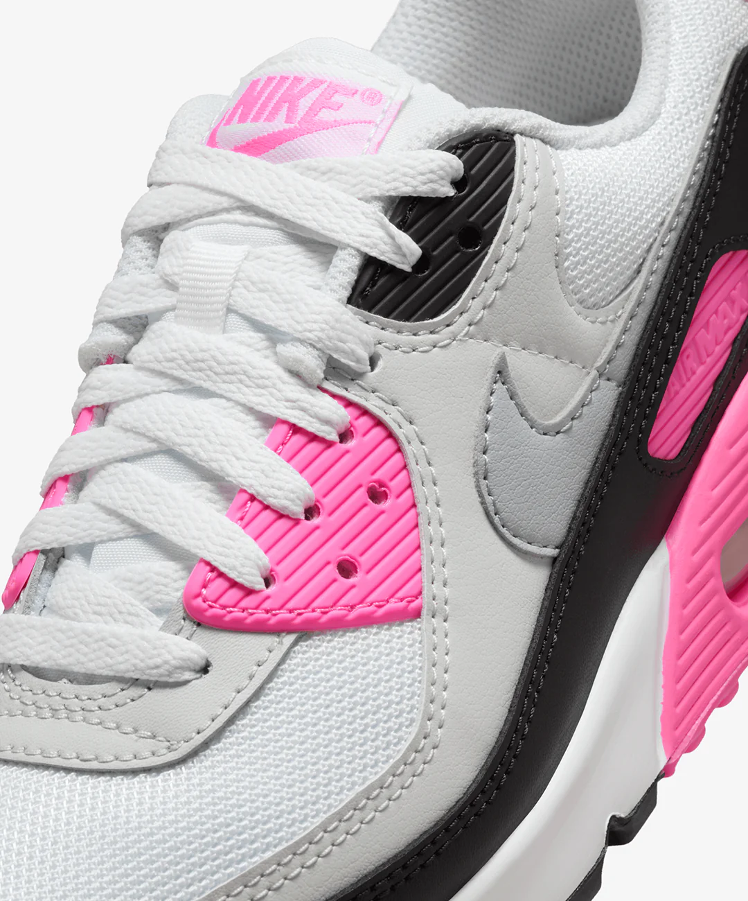 Nike | AIR MAX 90 { WHITE/WOLF GREY-PINK GLOW-BLACK - Image 5