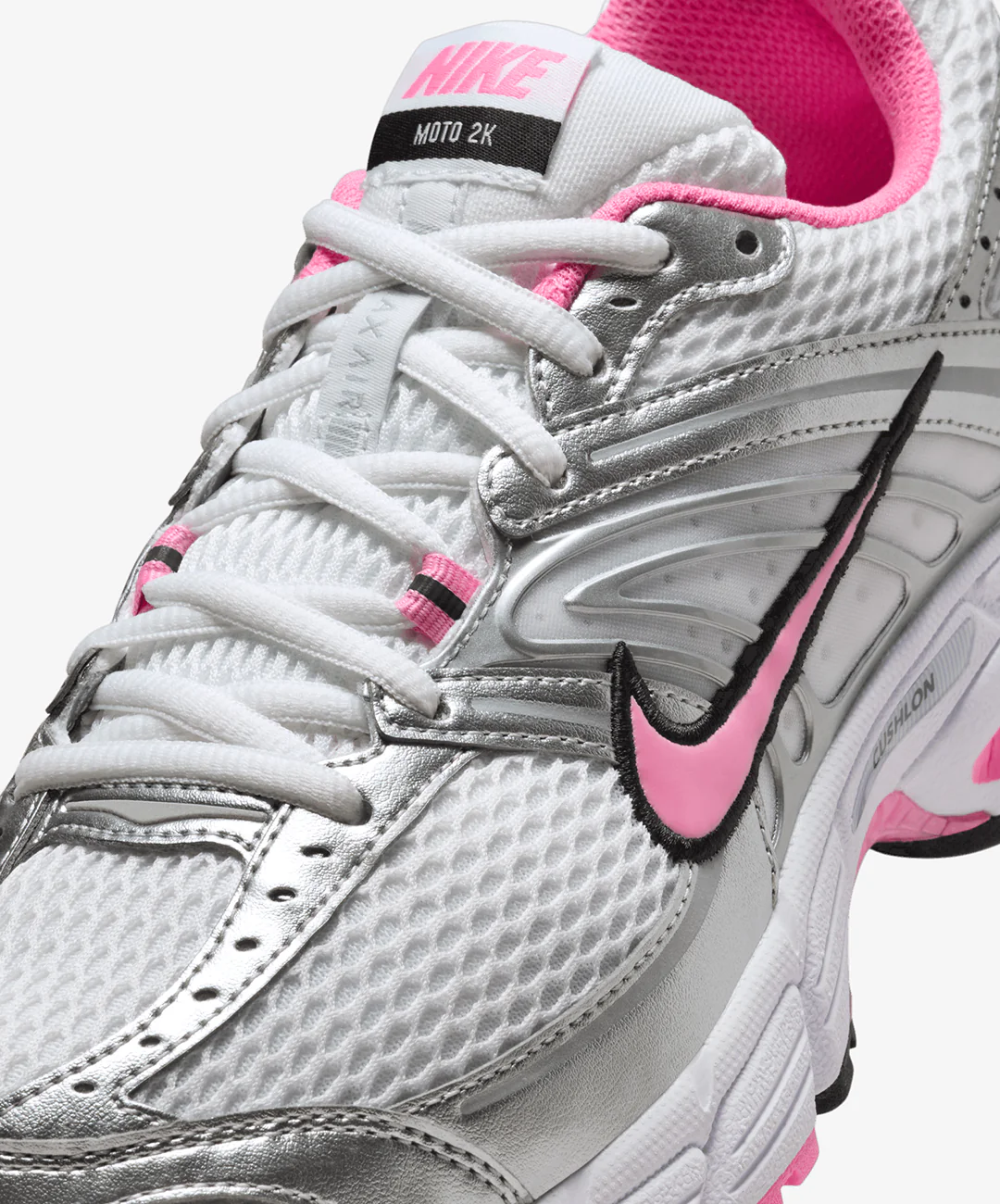 Nike | AIR MAX MOTO 2K { WHITE/METALLIC SILVER/BLACK/PINK SPELL - Image 6