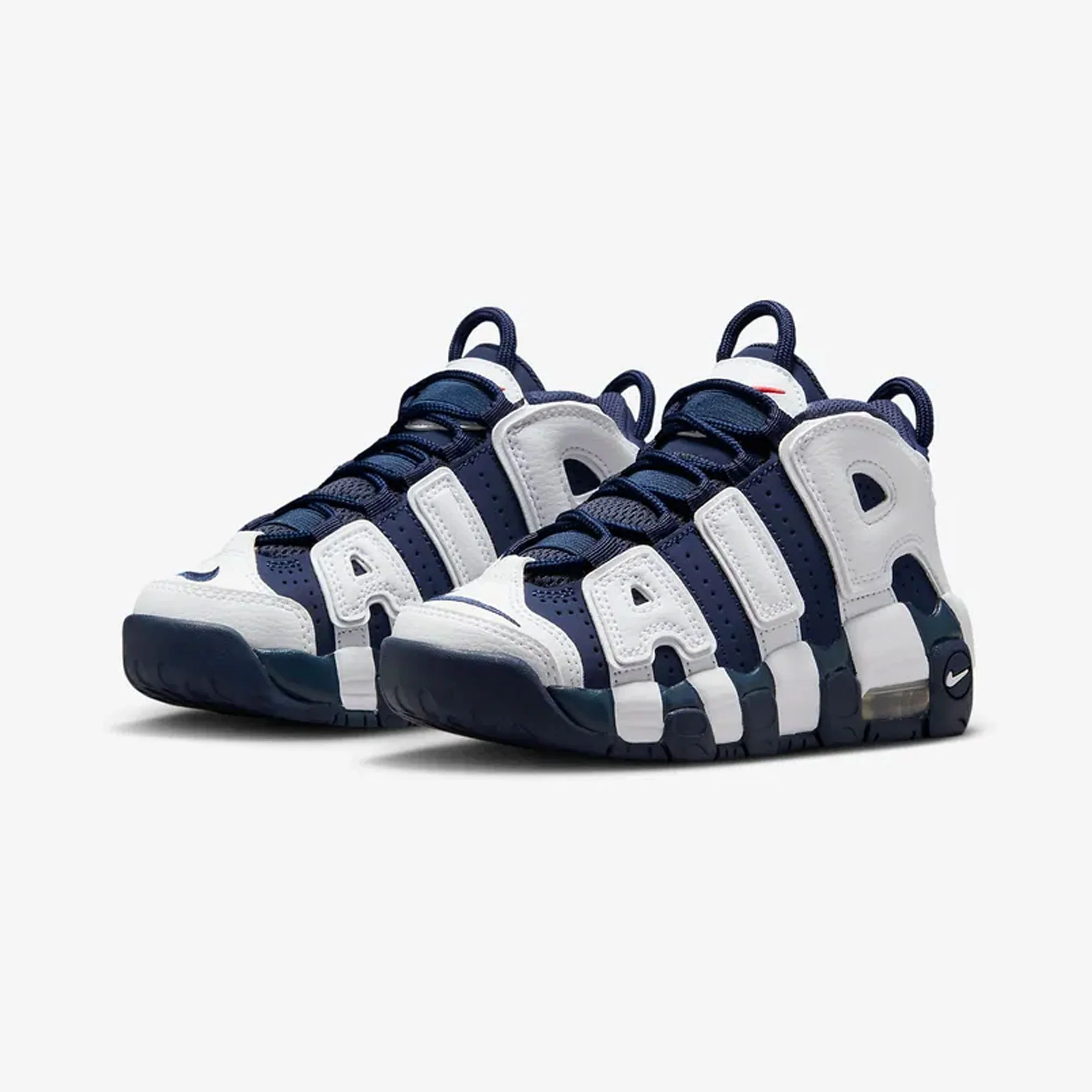 NIKE | AIR MORE UPTEMPO '96 { WHITE/MIDNIGHT NAVY-METALLIC GOLD - Image 3