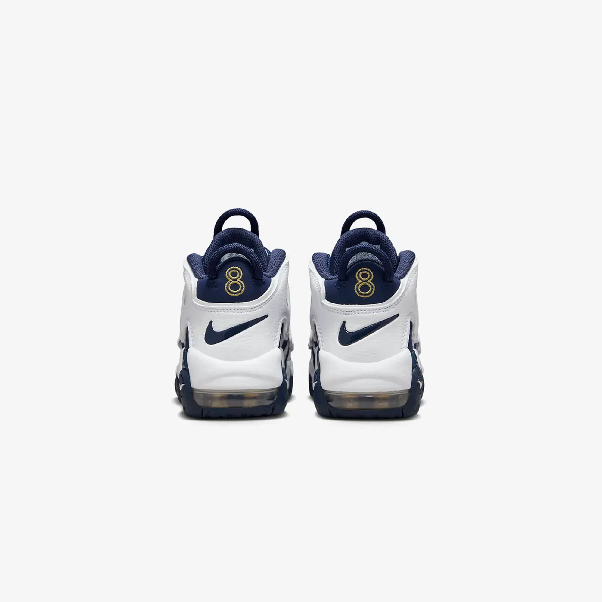 NIKE | AIR MORE UPTEMPO '96 { WHITE/MIDNIGHT NAVY-METALLIC GOLD - Image 4