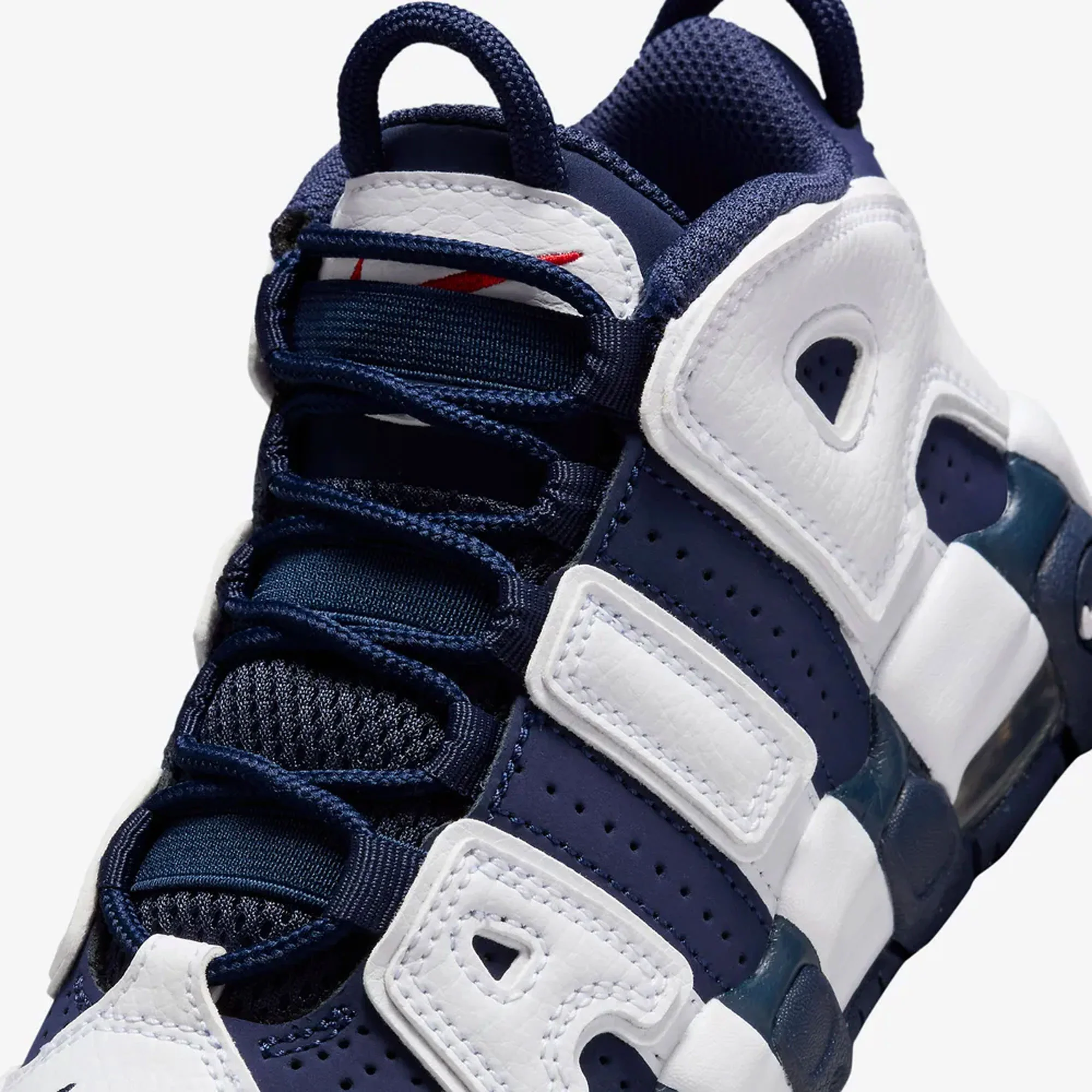 NIKE | AIR MORE UPTEMPO '96 { WHITE/MIDNIGHT NAVY-METALLIC GOLD - Image 5