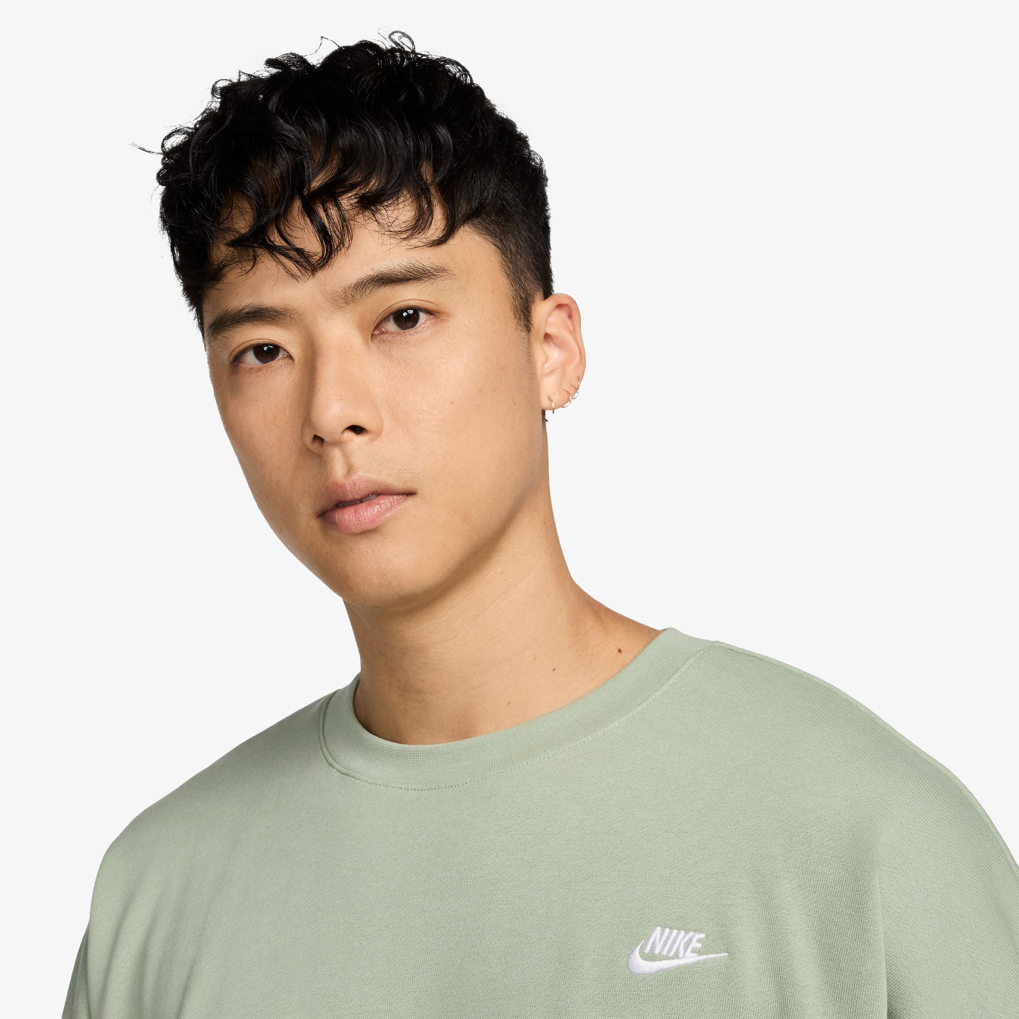 NIKE | CLUB FLEECE OVERSIZED FRENCH TERRY CREW { JADE HORIZON/JADE HORIZON/WHITE - Image 4