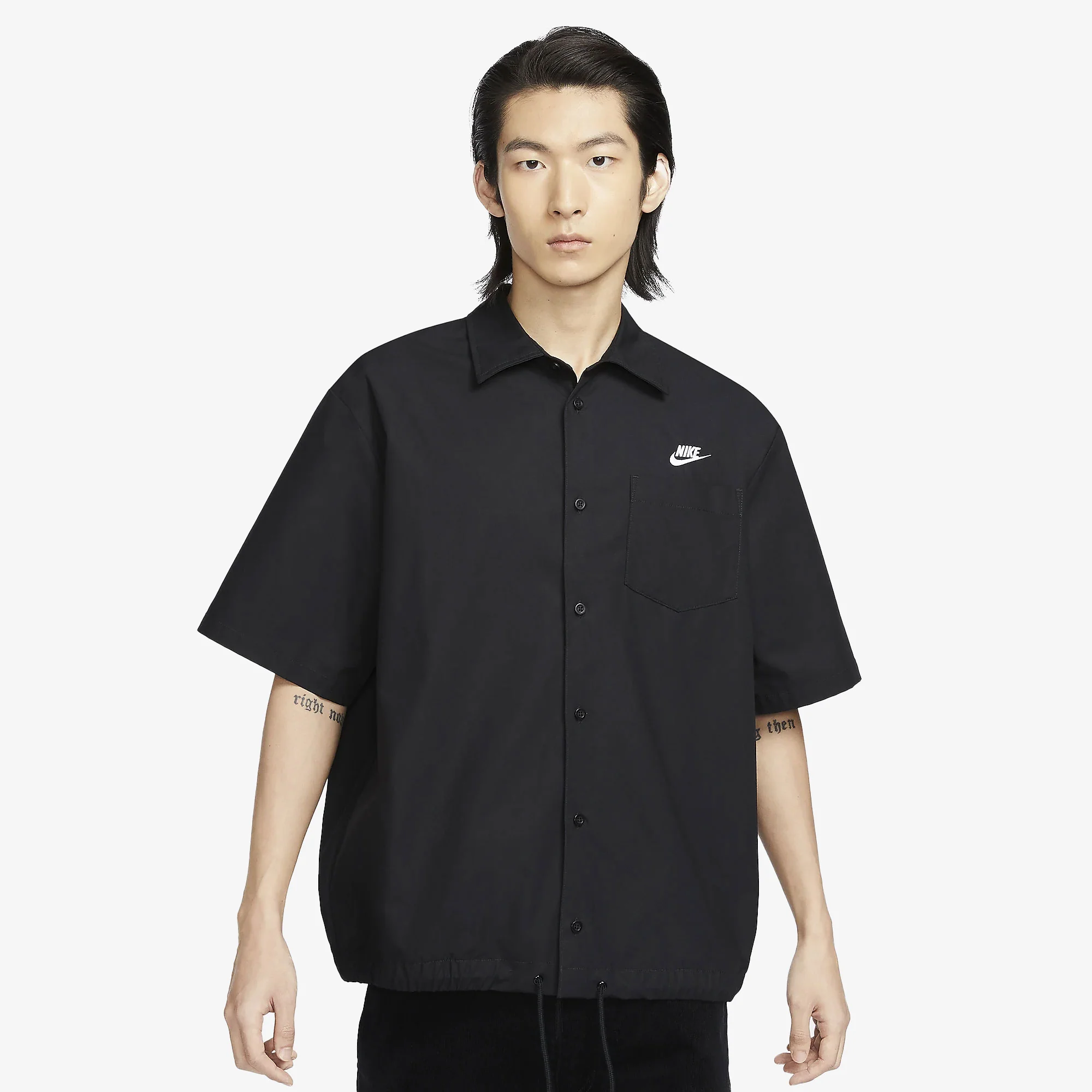 NIKE | CLUB OXFORD BUTTON-UP SHIRT { BLACK/WHITE