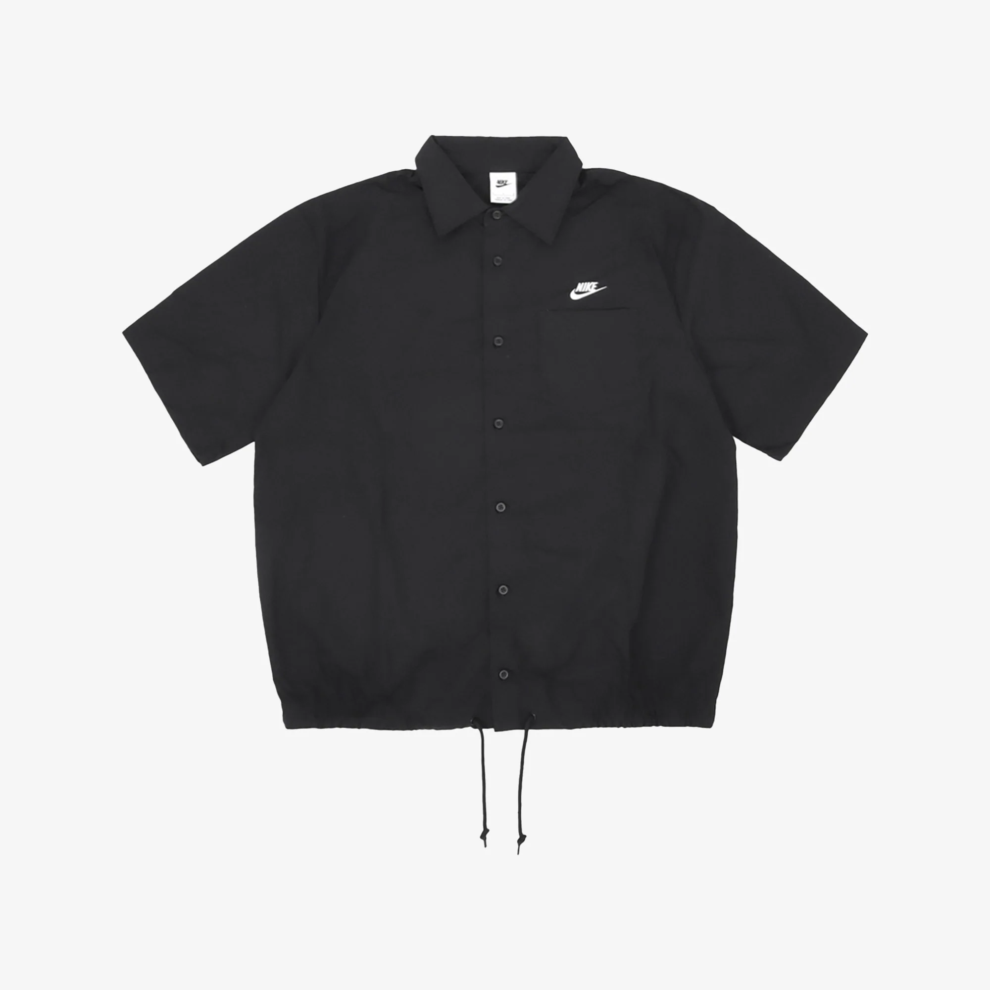 NIKE | CLUB OXFORD BUTTON-UP SHIRT { BLACK/WHITE - Image 5