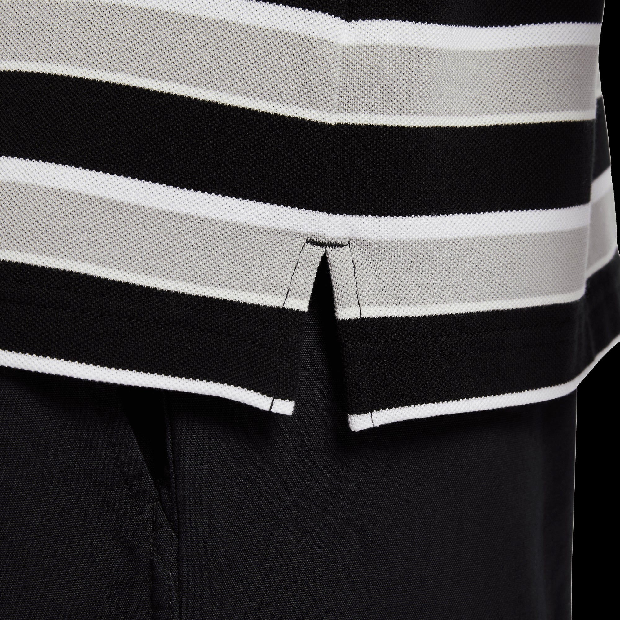 NIKE | CLUB STRIPED POLO T-SHIRT { BLACK/WHITE - Image 4
