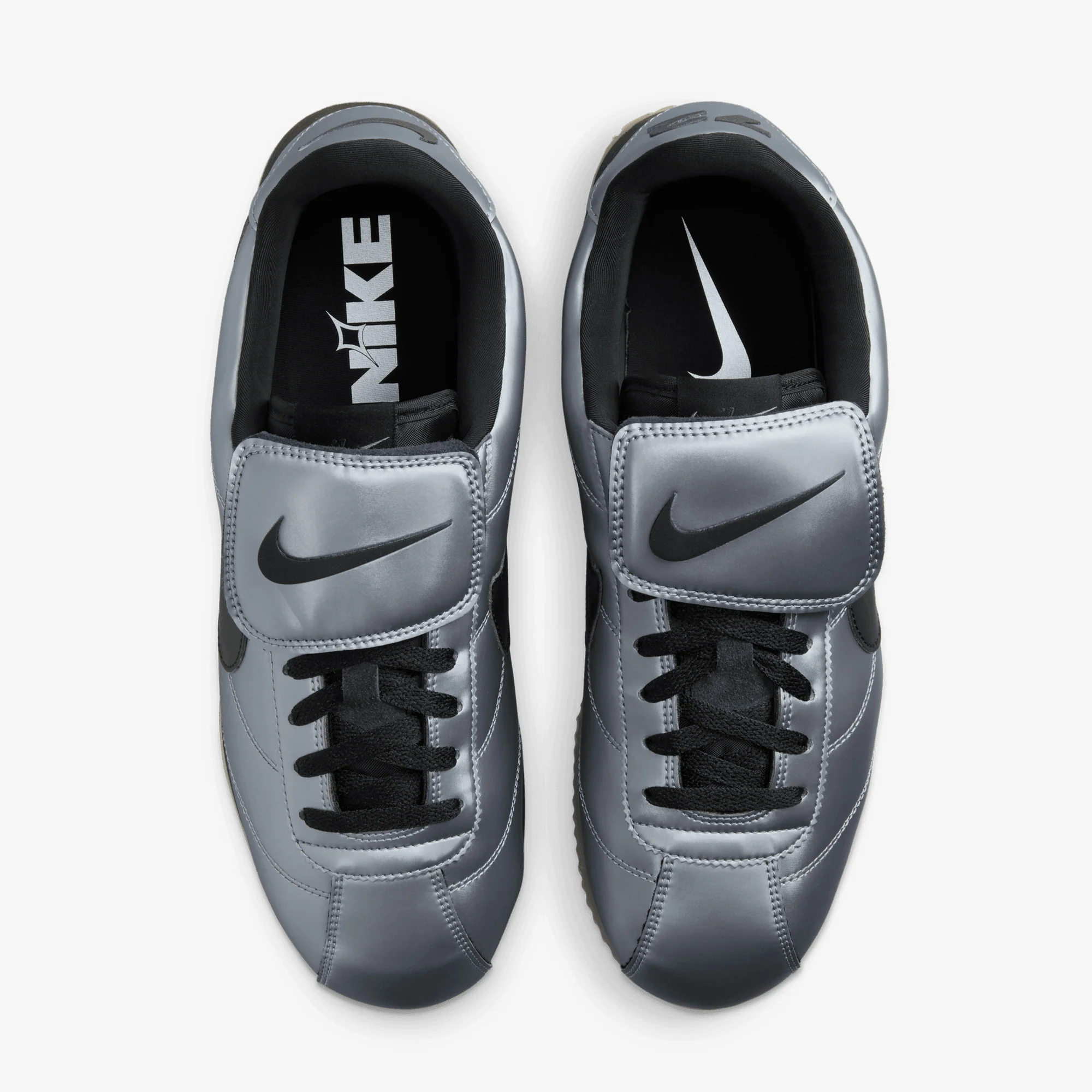NIKE | CORTEZ { MTLC COOL GREY/BLACK-GUM DARK BROWN - Image 2