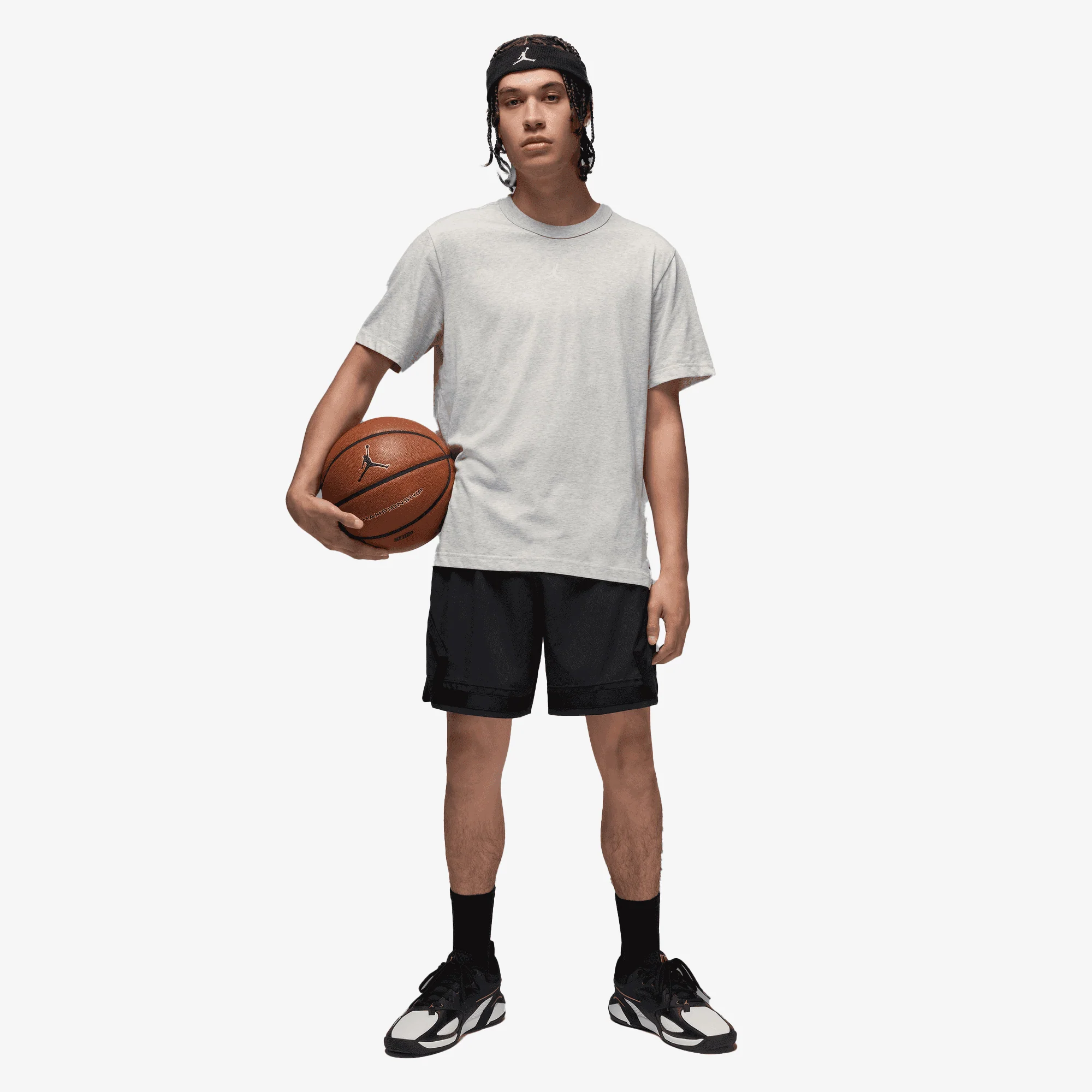 Jordan | DRI FIT SHORT-SLEEVE TOP { GREY HEATHER/WHITE - Image 5