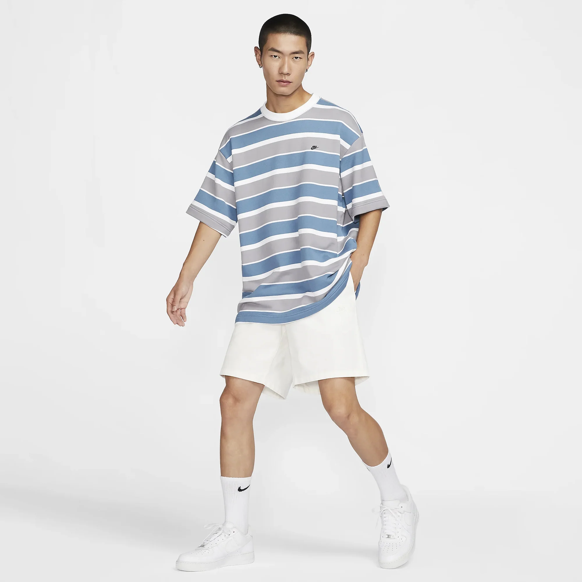 NIKE | FRENCH TERRY SHORT-SLEEVE TOP { AEGEAN STORM/WHITE/BLACK - Image 6
