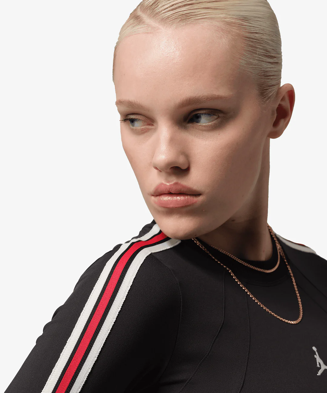NIKE | BROOKLYN LONG-SLEEVE DRESS { BLACK/ GYM RED/ SAIL - Image 4