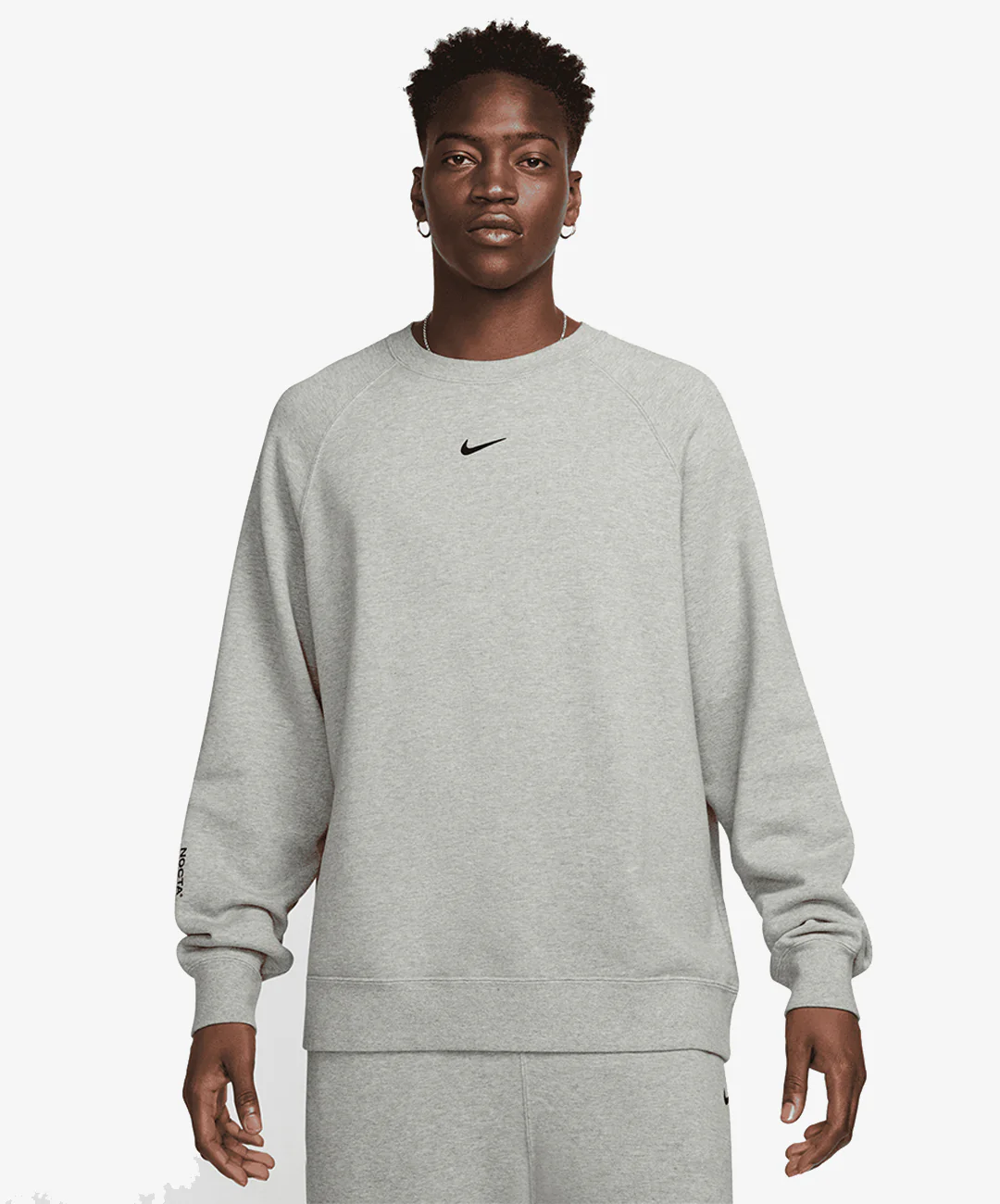 Nike | NOCTA FLEECE CS CREW { DARK GREY HEATHER/MATTE SILVER/BLACK - Image 2
