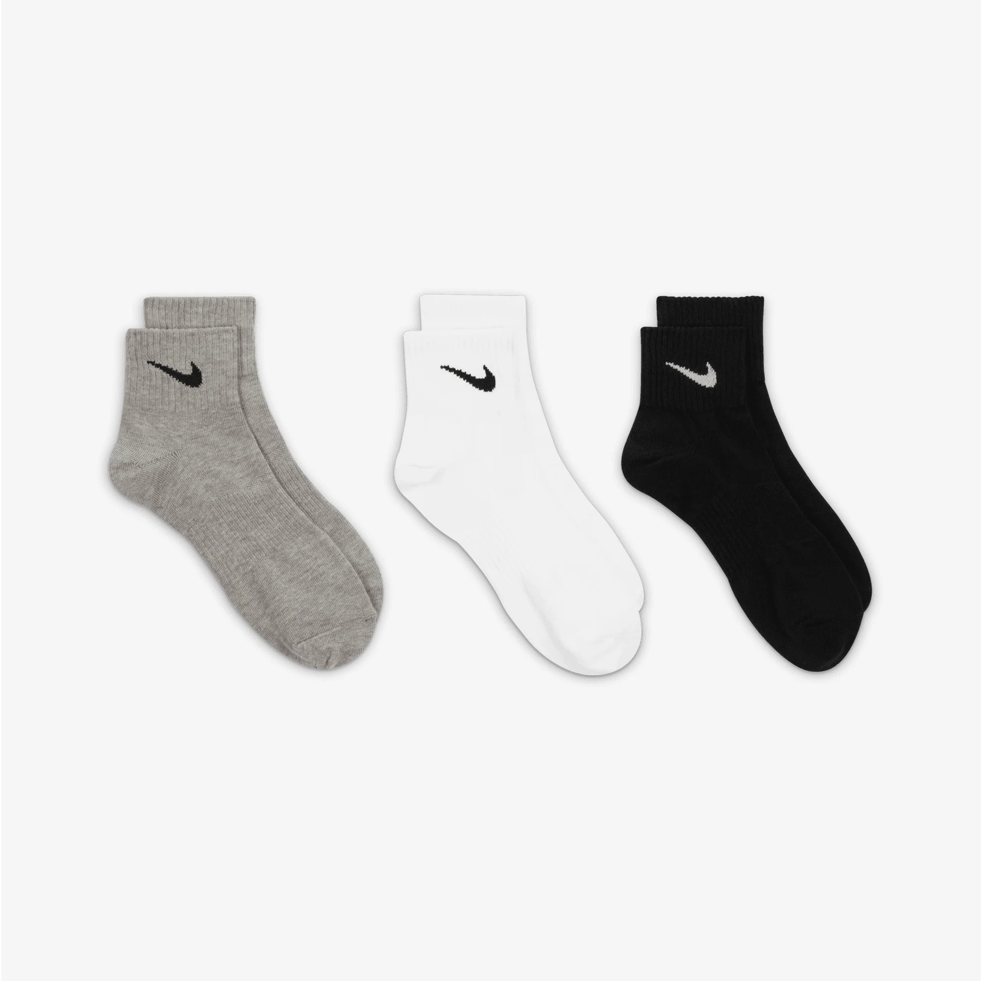 NIKE | PERFORMANCE LIGHTWEIGHT TRAINING ANKLE SOCKS (3 PAIRS) { GREY/WHITE/BLACK - Image 2