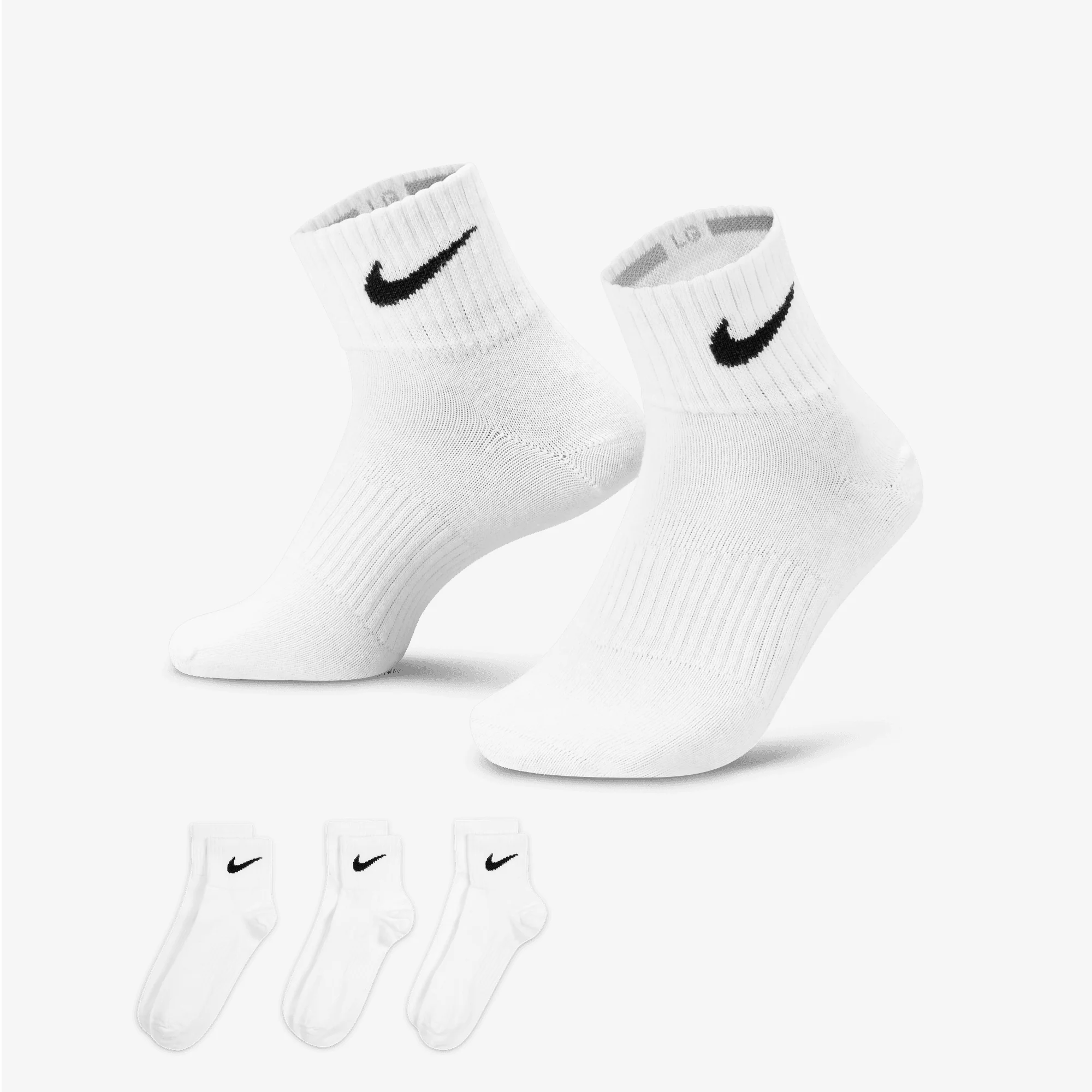 NIKE | PERFORMANCE LIGHTWEIGHT TRAINING ANKLE SOCKS (3 PAIRS) { WHITE/BLACK