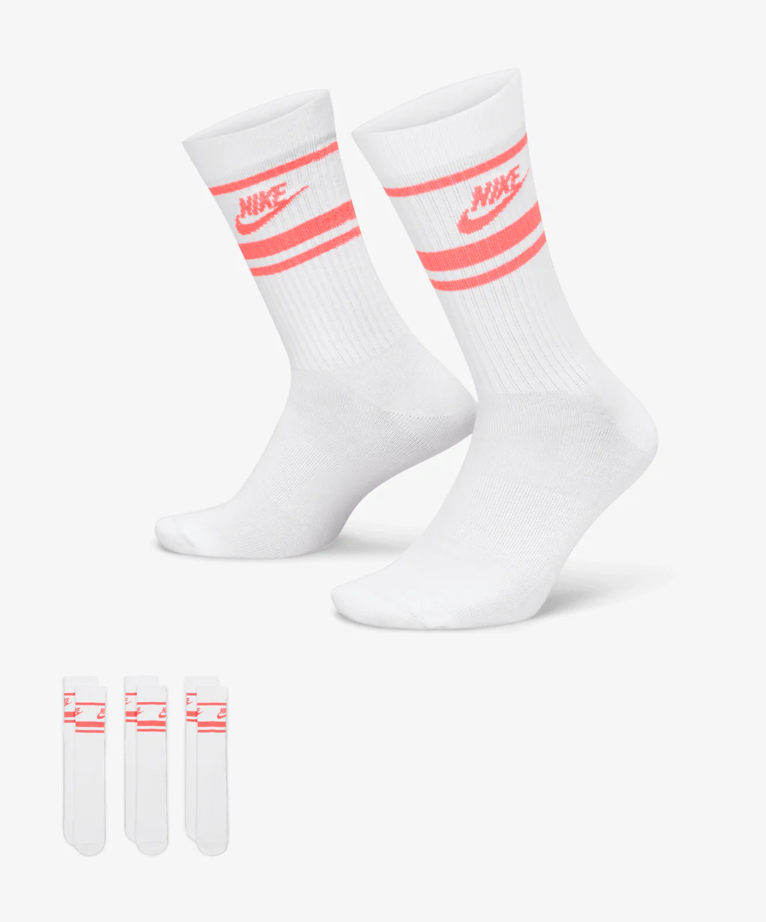 NIKE | SPORTSWEAR DRI-FIT EVERYDAY ESSENTIAL { WHITE/HOT PUNCH/HOT PUNCH