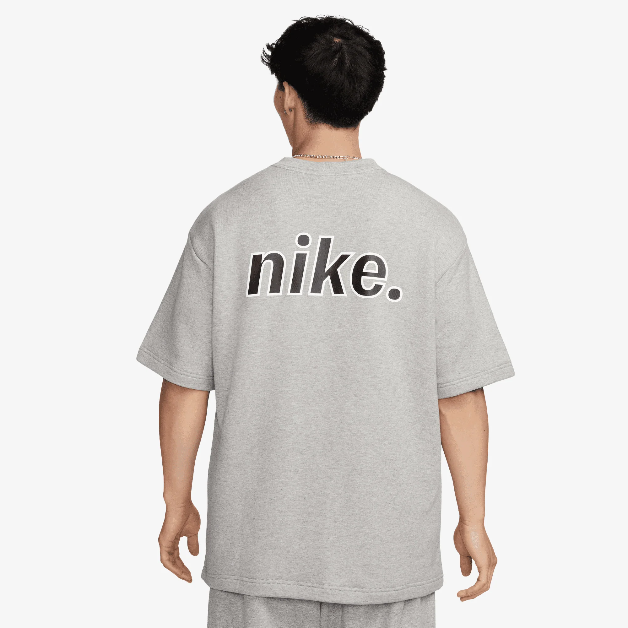 NIKE | SPORTSWEAR FRENCH TERRY SHORT-SLEEVE TOP { DK GREY HEATHER/WHITE - Image 2