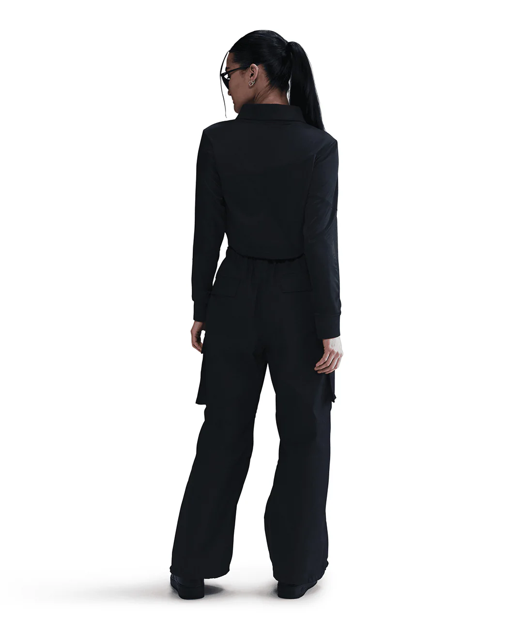 NIKE | SPORTSWEAR LONG-SLEEVE CROPPED JERSEY { BLACK/BLACK/SAIL - Image 2