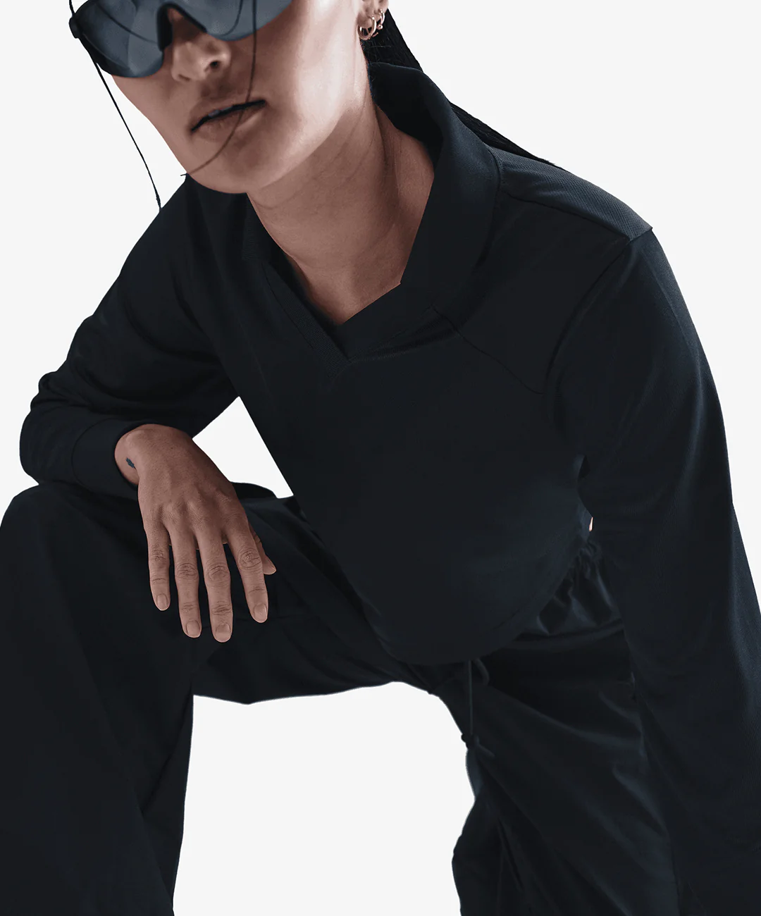 NIKE | SPORTSWEAR LONG-SLEEVE CROPPED JERSEY { BLACK/BLACK/SAIL - Image 3