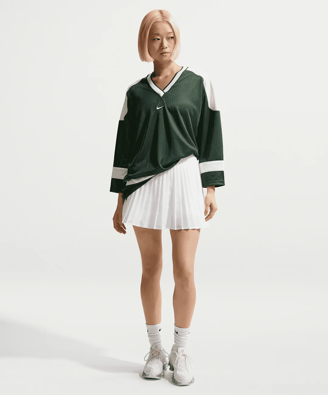 NIKE | SPORTSWEAR OVERSIZED JERSEY TUNIC { FIR/CHALK/CHALK - Image 5