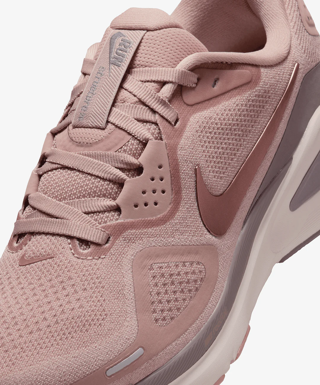 NIKE | STRUCTURE 26 { PARTICLE PINK/MTLC ROSE GOLD-TAUPE GREY - Image 4