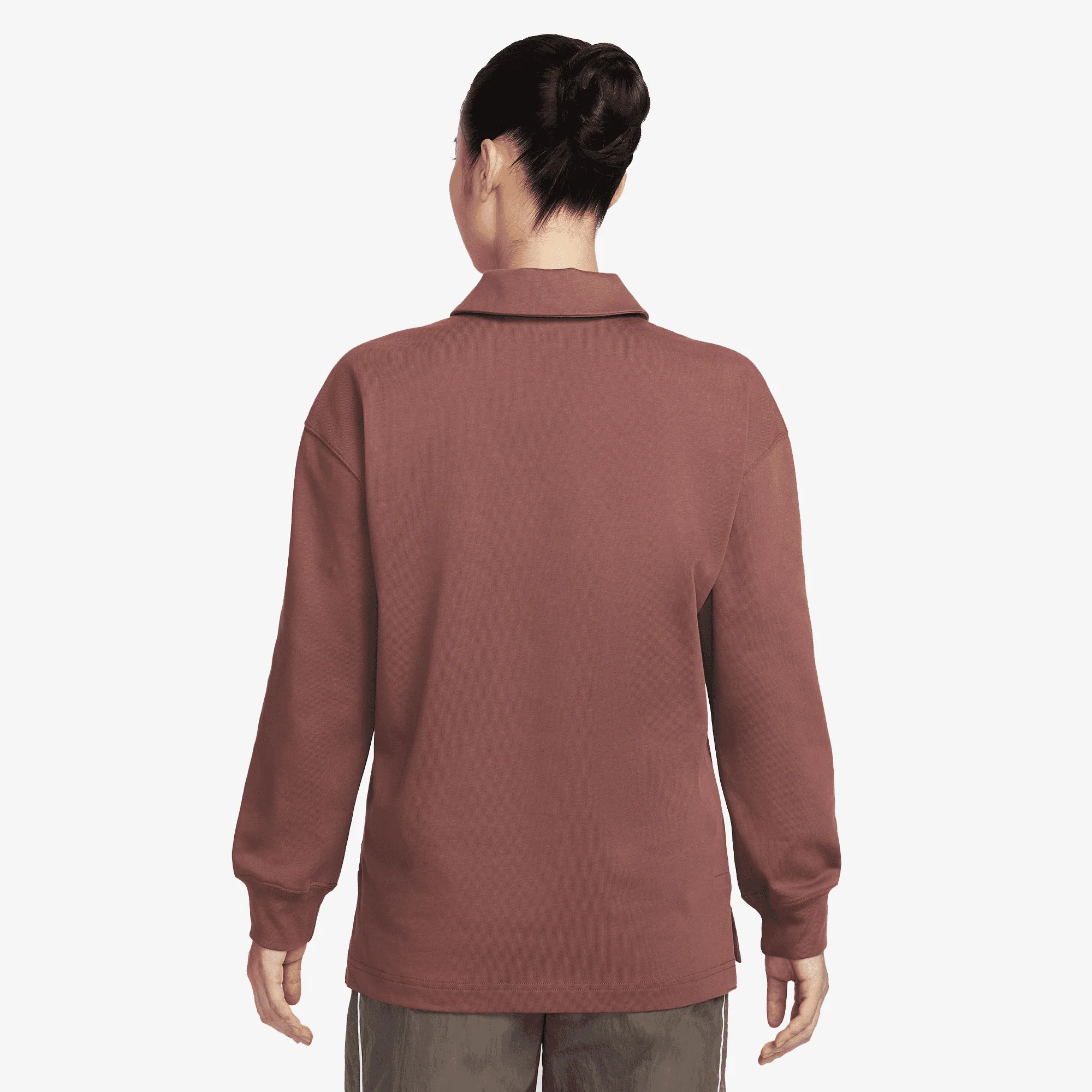 NIKE | OVERSIZED LONG-SLEEVE POLO { RED SEPIA/SAIL - Image 2