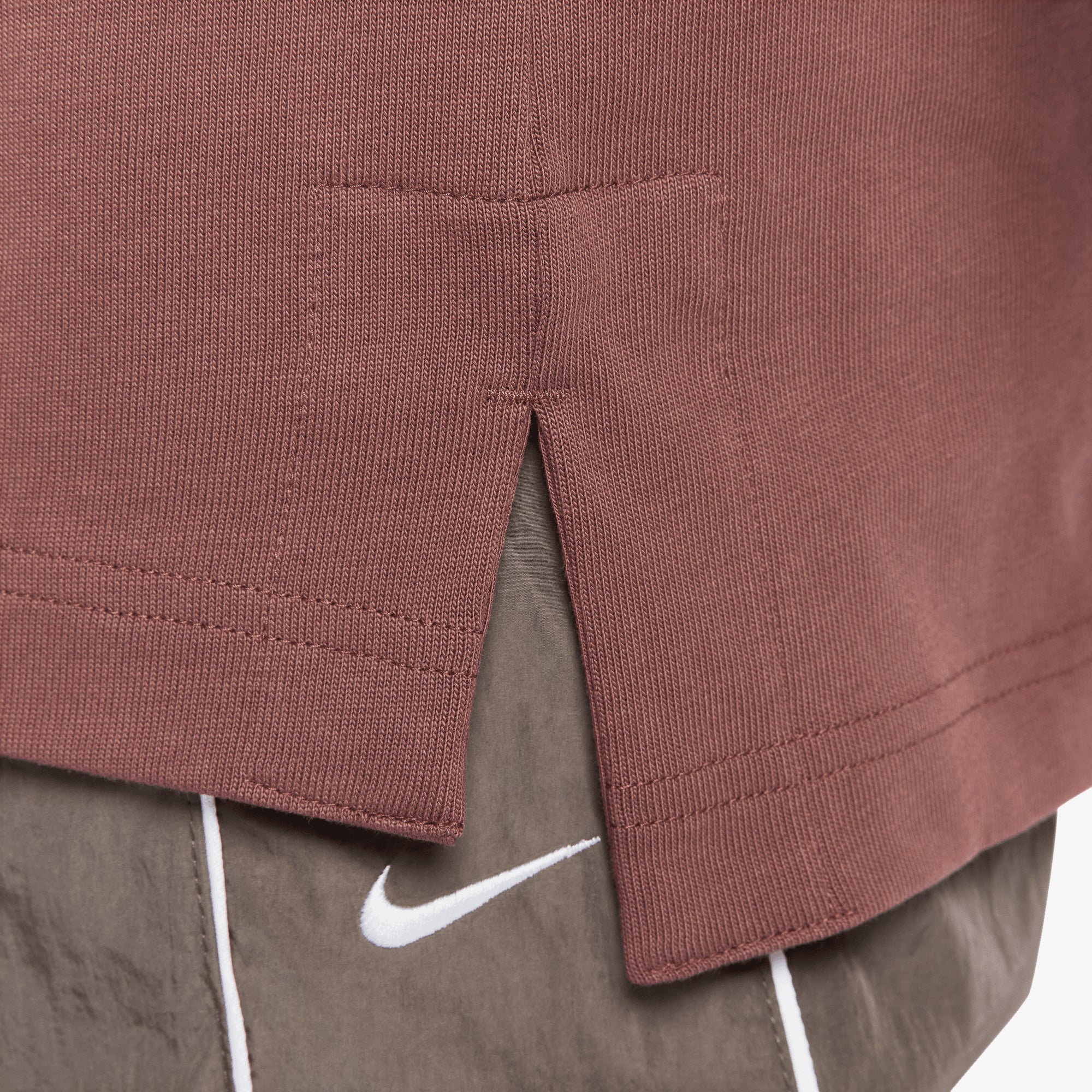 NIKE | OVERSIZED LONG-SLEEVE POLO { RED SEPIA/SAIL - Image 5
