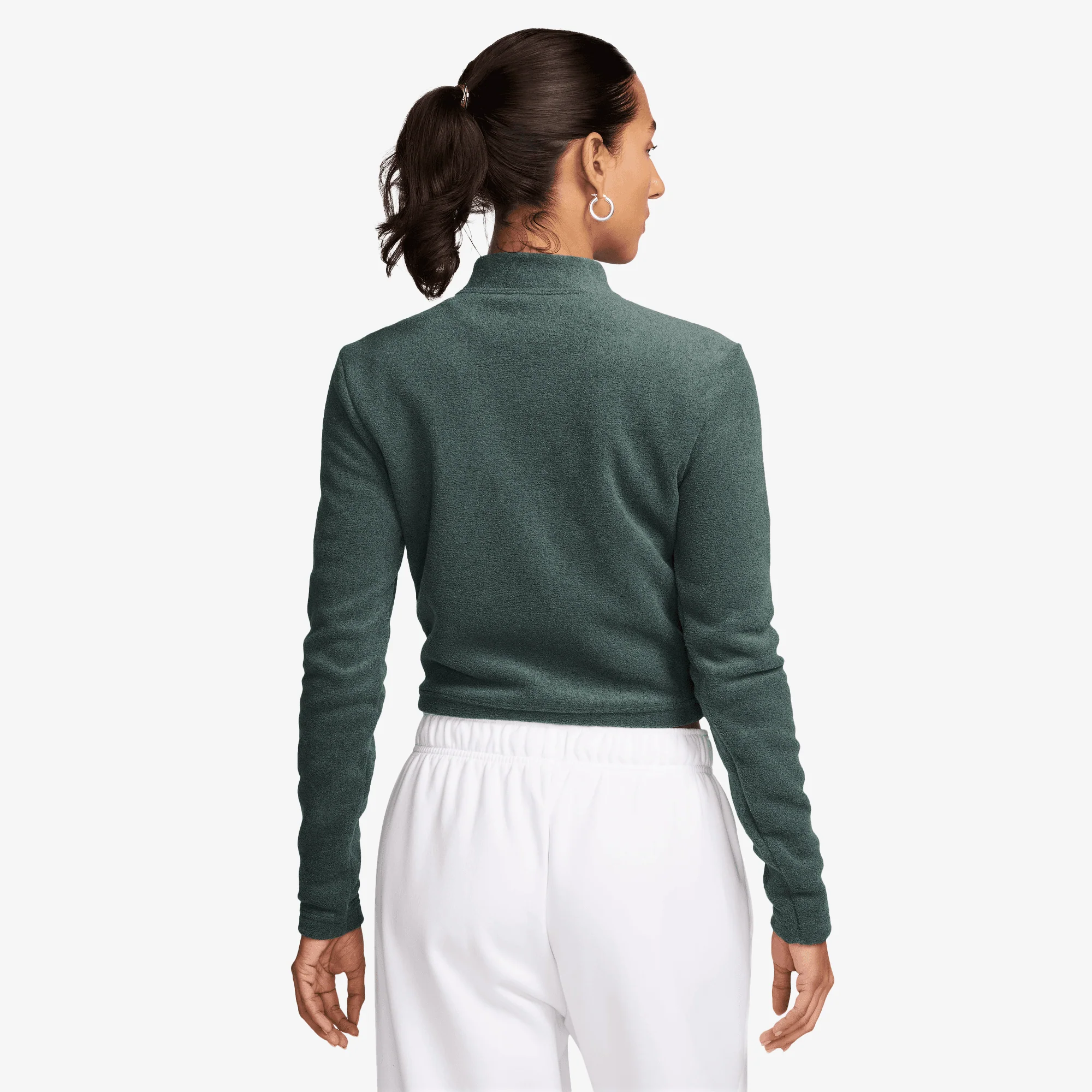 NIKE | SLIM LONG-SLEEVE COZY FLEECE 1/2-ZIP TOP { VINTAGE GREEN/BICOASTAL - Image 2